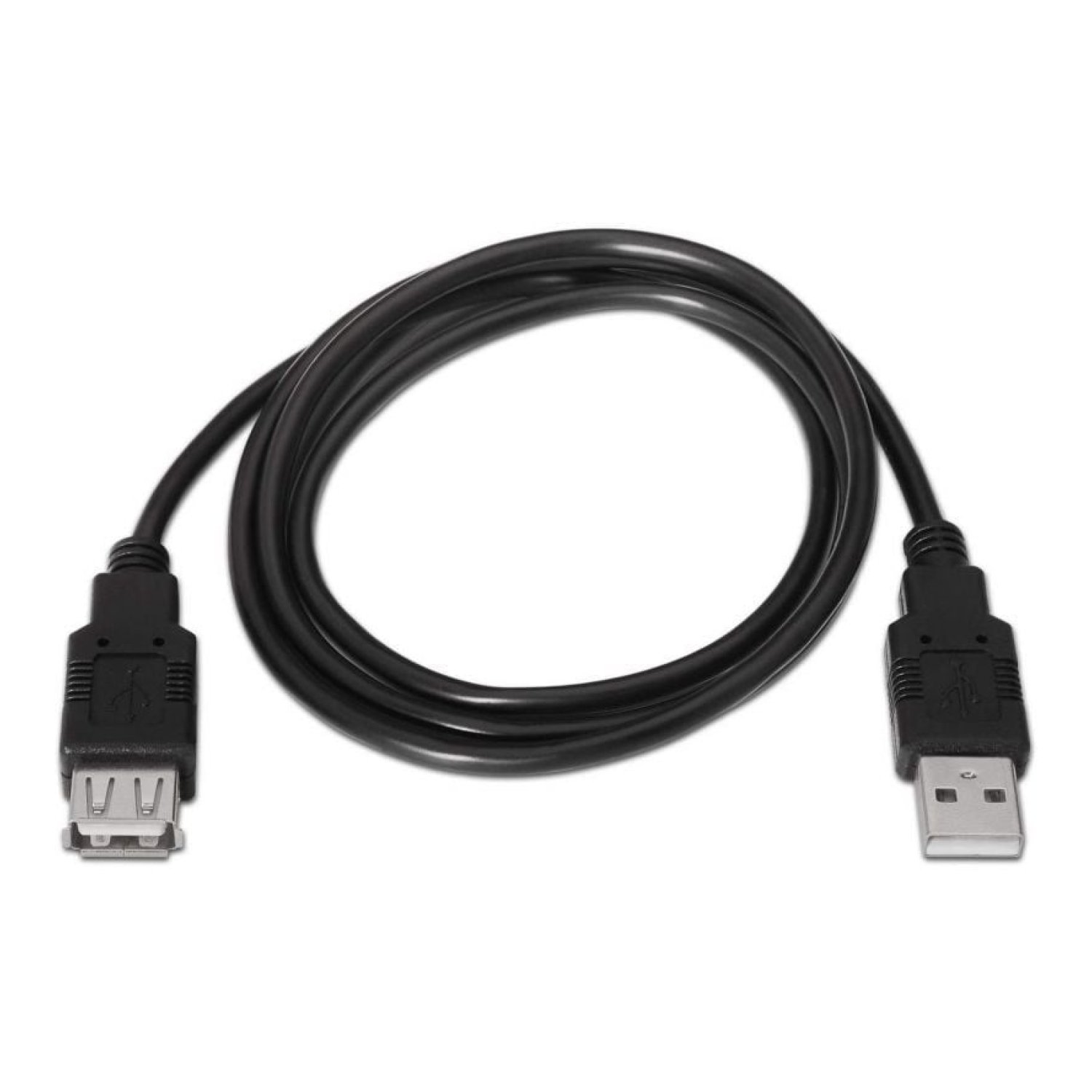 Aisens Cable Alargador USB 2.0 · USB Macho a Hembra · 1,8m · 60Mbps · Negro