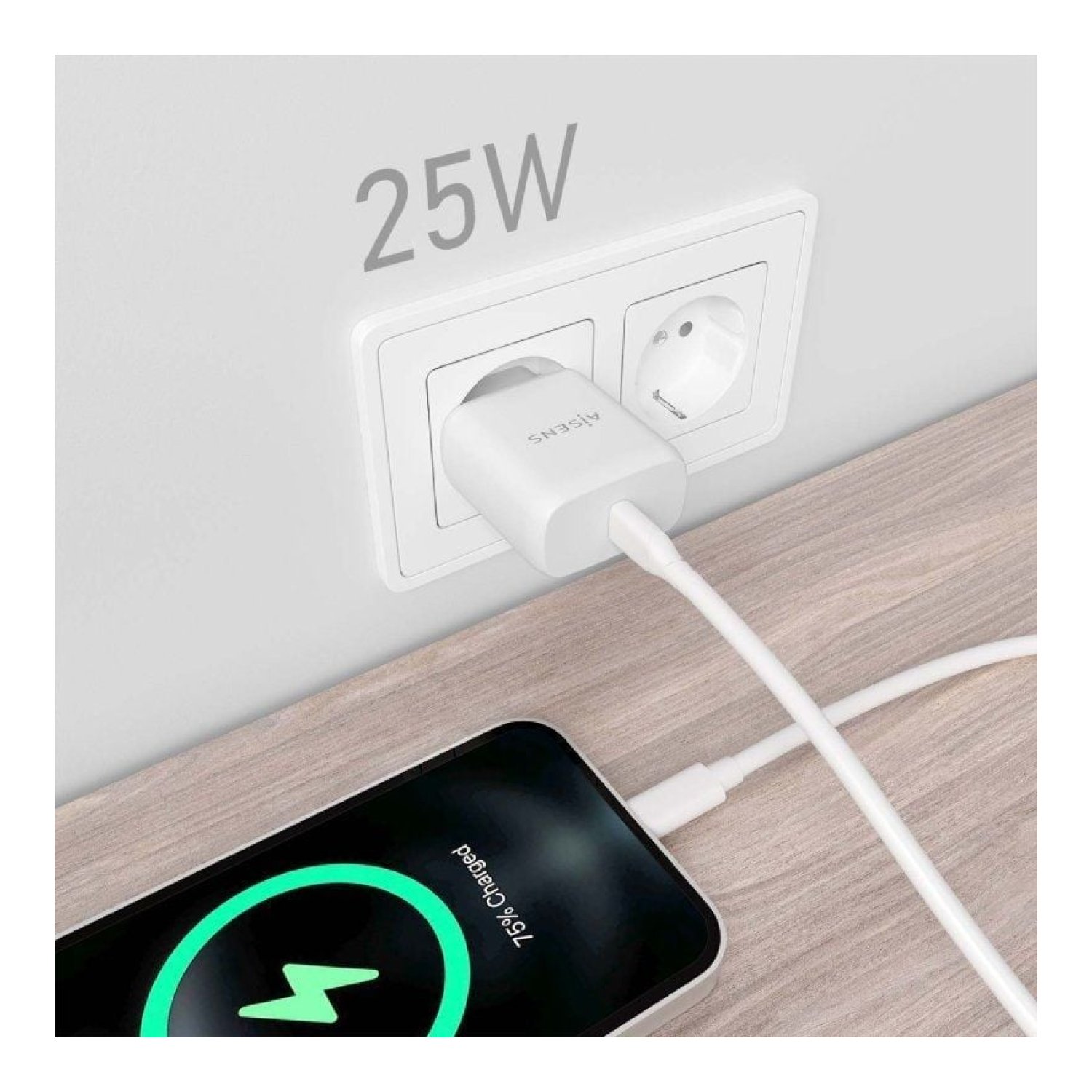 Aisens · Cargador Pared · 1x USB Tipo-C · 25W