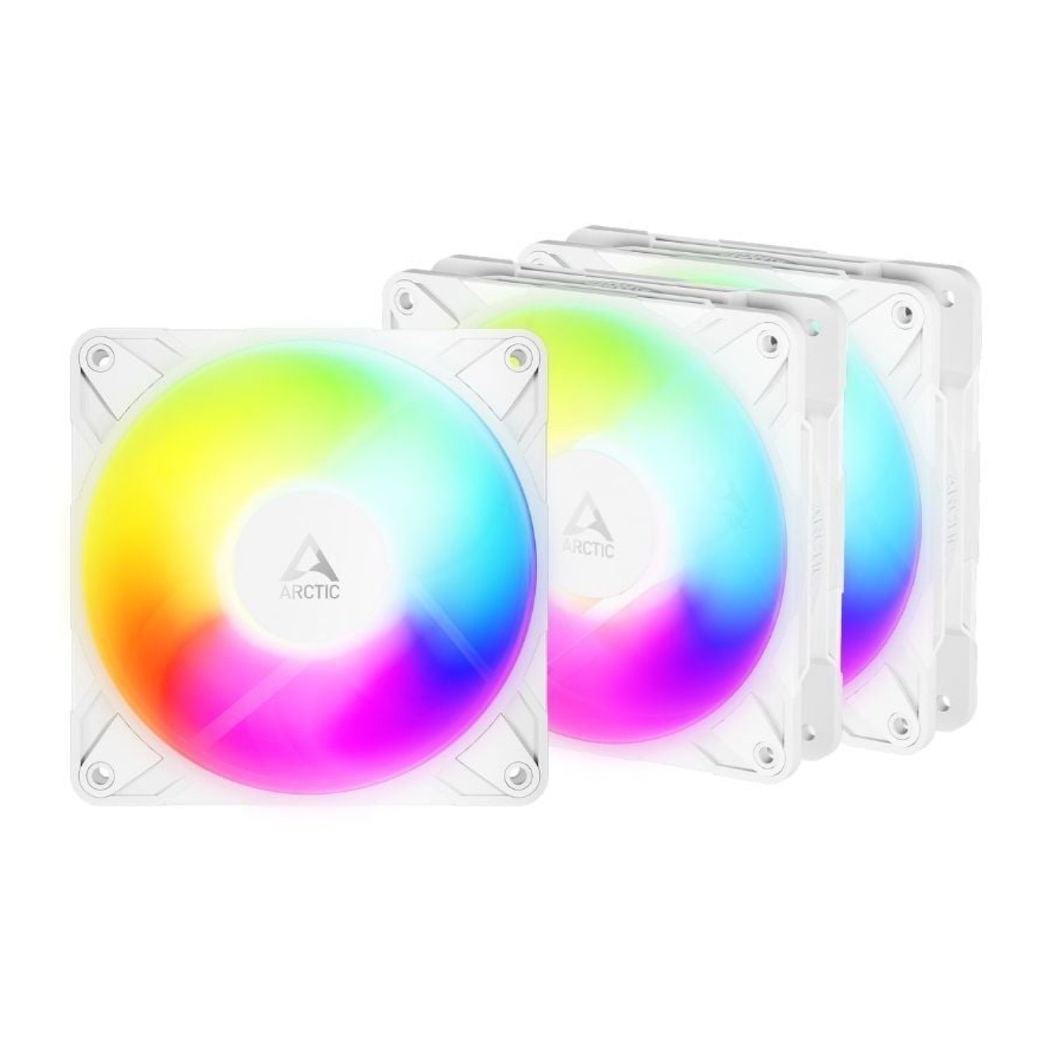 Arctic P12 Pro Reverse A-RGB · Pack 3 Ventiladores · 12cm · Blanco