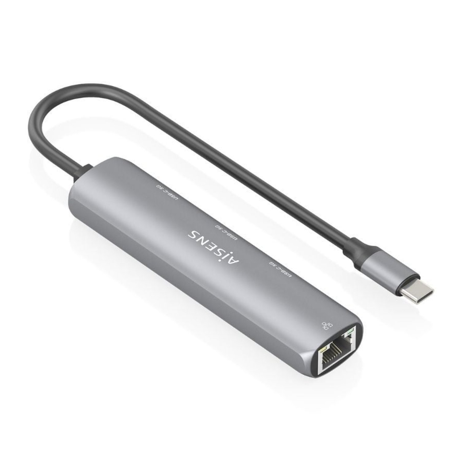 Aisens Hub USB Tipo-C · 3 Puertos USB-C · RJ45 Gigabit · Gris