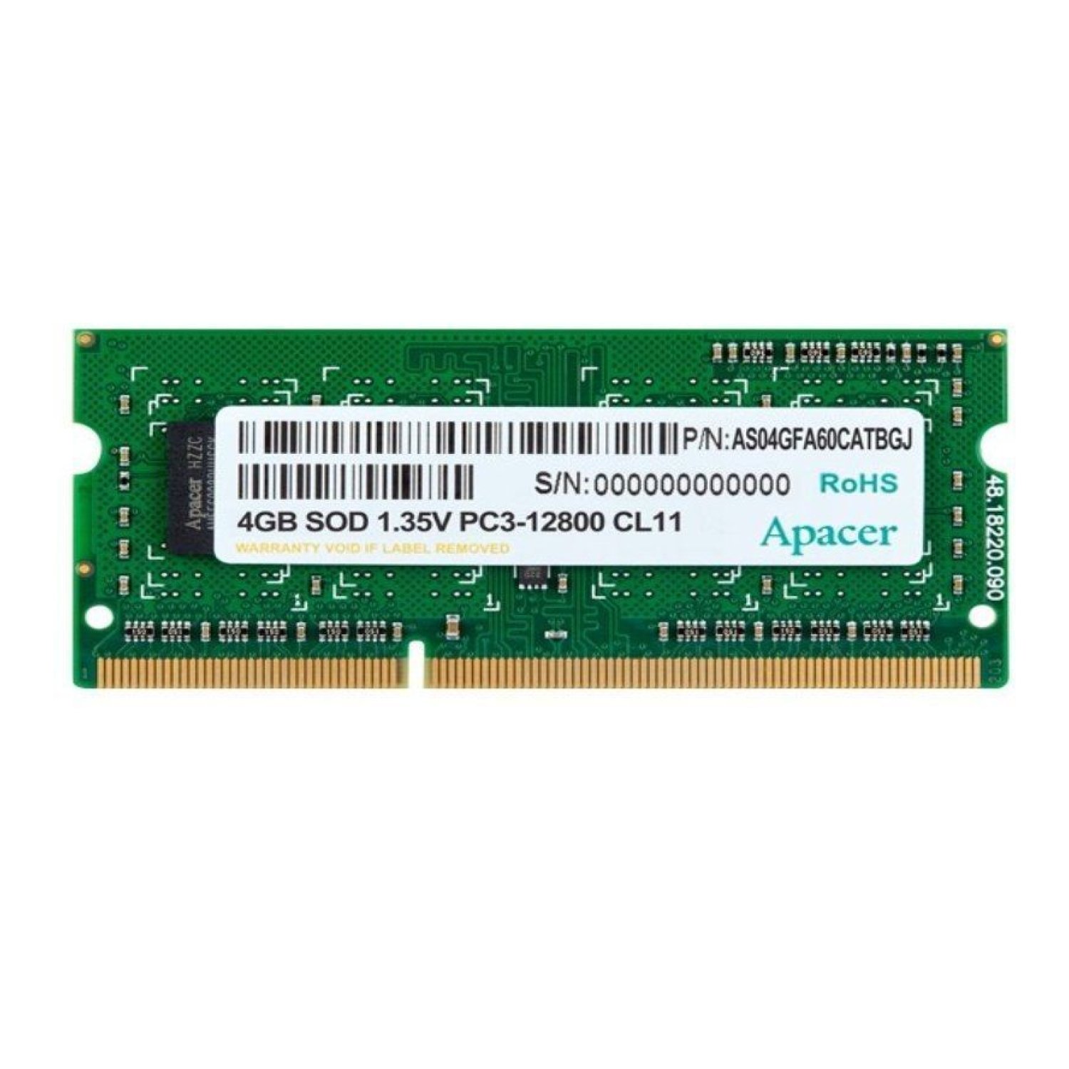 Memoria RAM Apacer DV.04G2K.KAM 4GB/ DDR3L/ 1600MHz/ 1.35V/ SODIMM