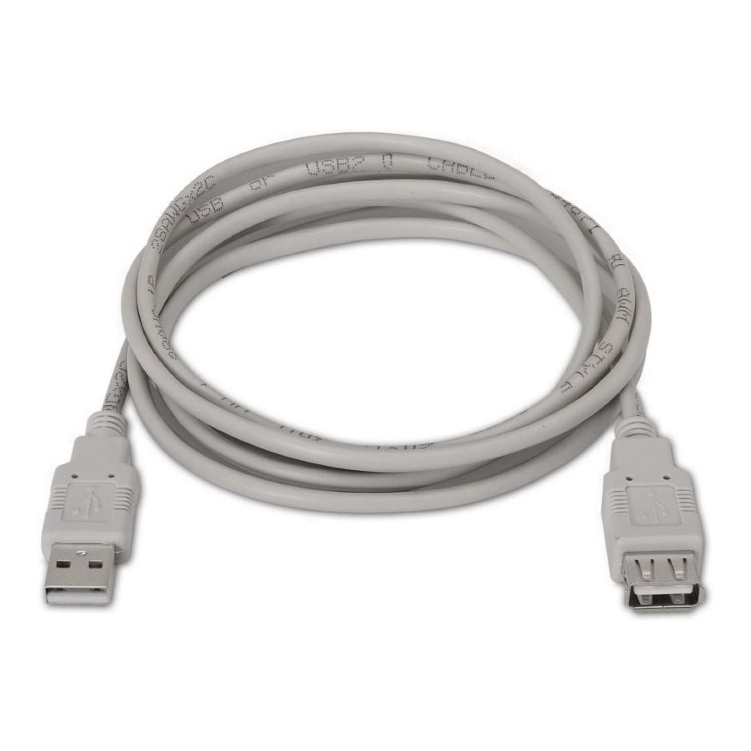 Aisens Cable Alargador USB 2.0 · USB Macho-Hembra · 1,8m · 60Mbps · Beige