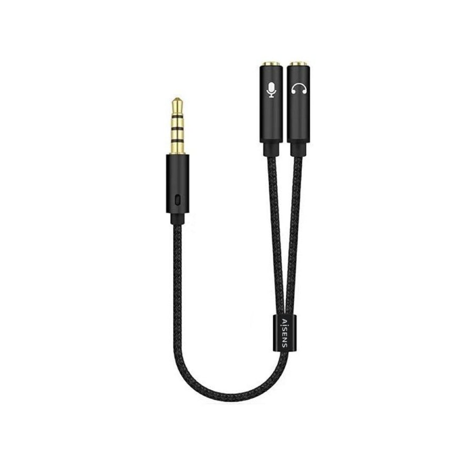 Aisens · Cable Estéreo Jack 3.5 · Macho a 2x Hembra · 25cm · Negro