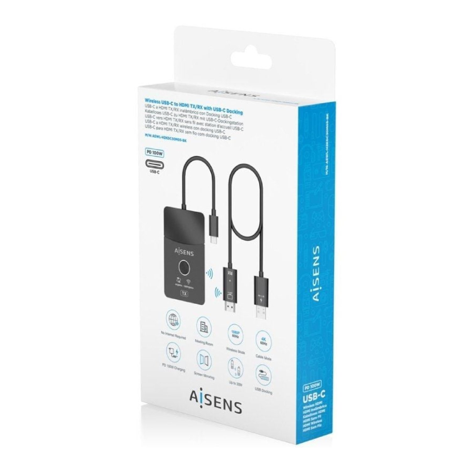 Aisens · Transmisor Vídeo Inalámbrico USB-C a HDMI · 100W