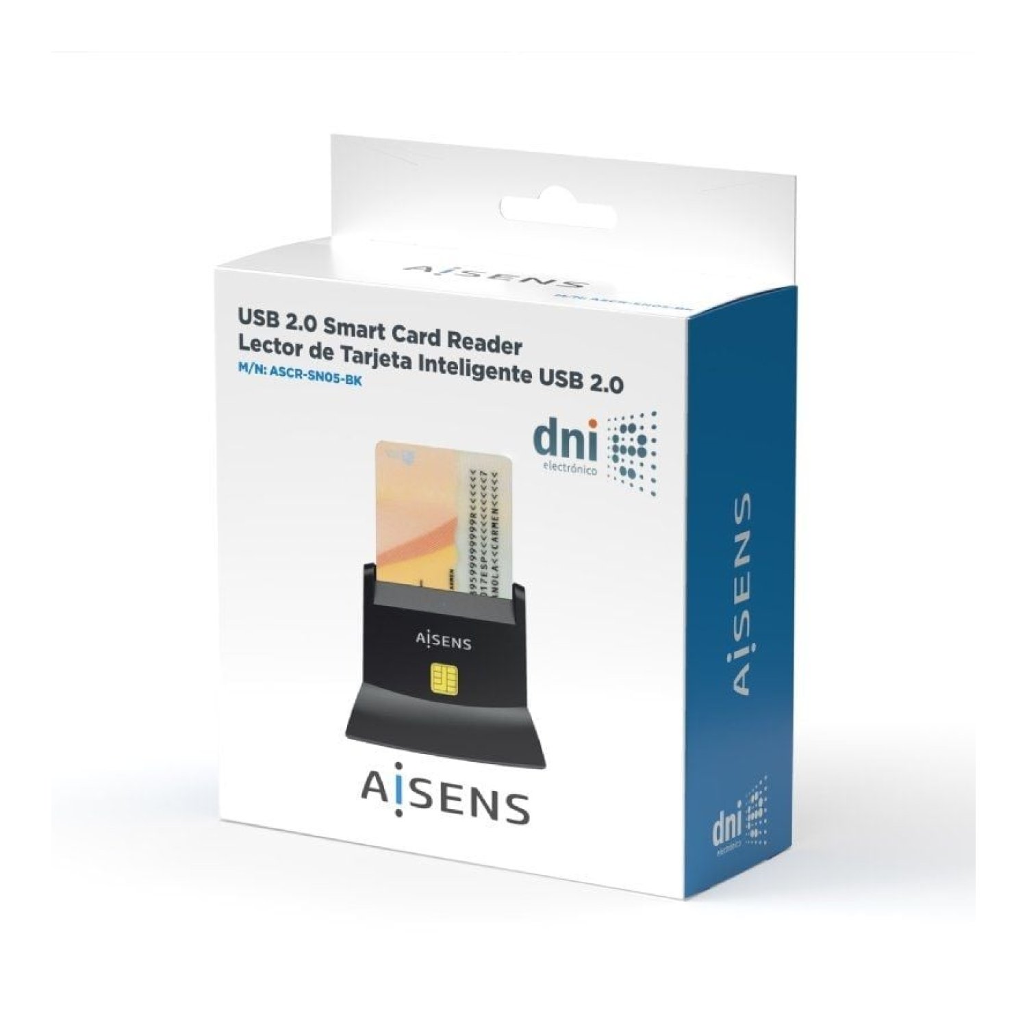 Aisens · Lector DNI y Tarjetas · USB 2.0 · Negro