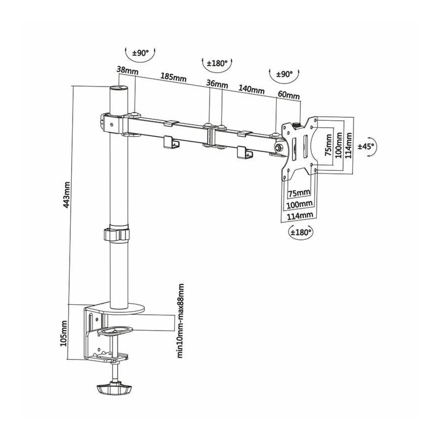 Aisens · Soporte de Mesa para Monitor · Hasta 8kg · Regulable