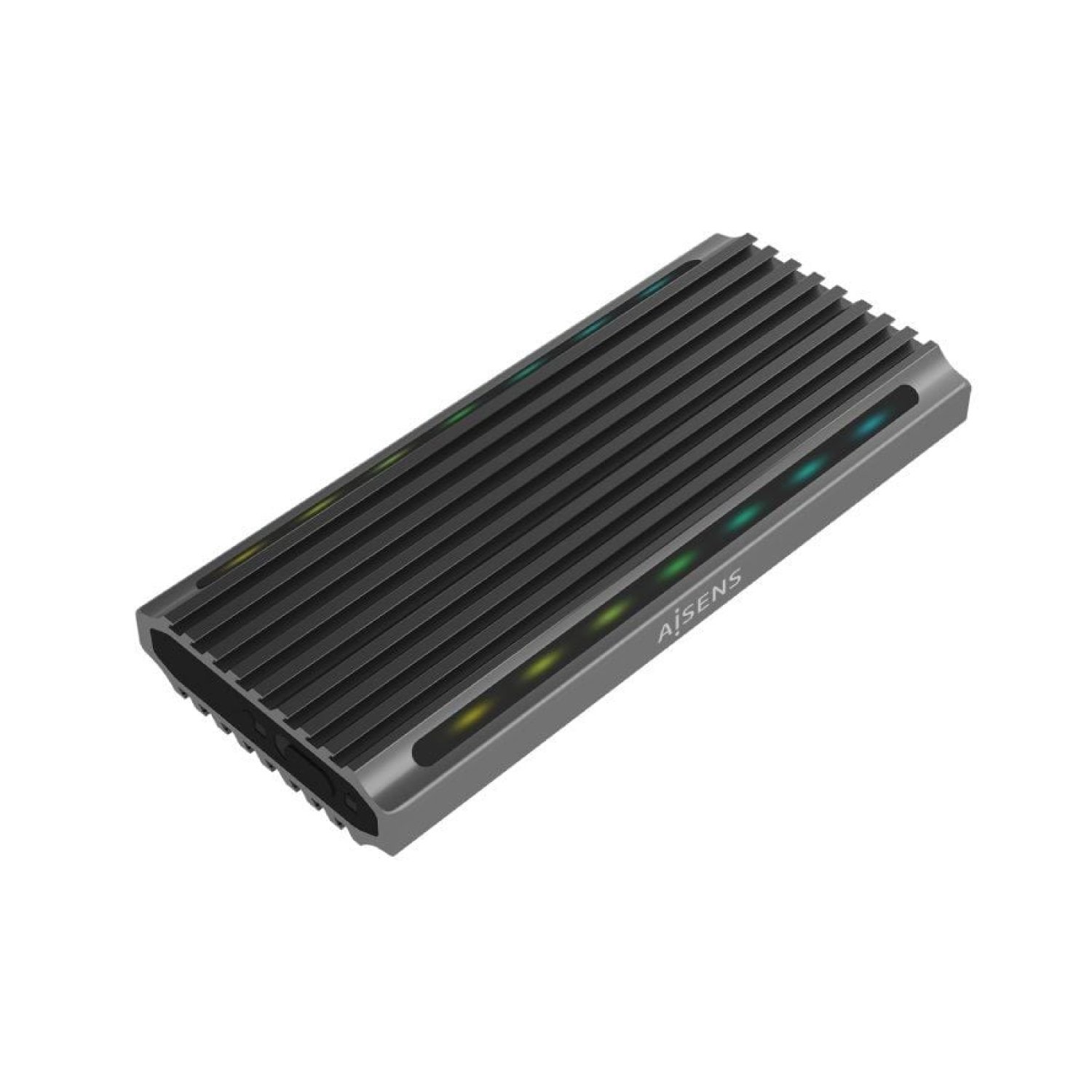 Aisens ASM2-RGB011GR · Caja M.2 SSD · SATA/NVMe · USB 3.2 Gen2 · Sin Tornillos