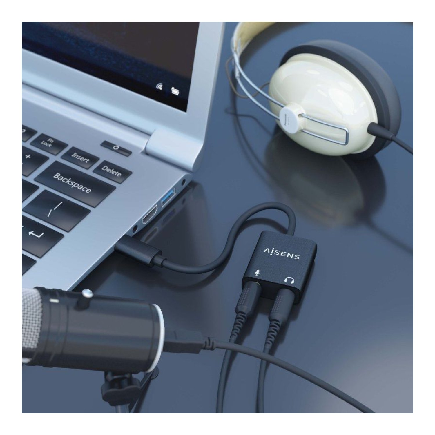 Aisens · Tarjeta Sonido USB-C · 2x Jack 3.5mm · Audio Digital