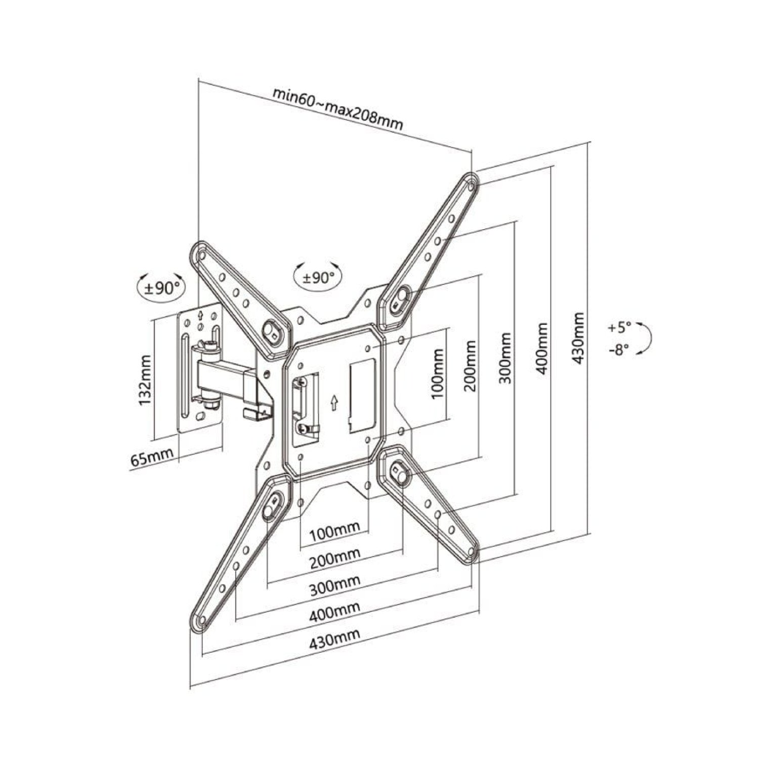 Aisens WT55TSE-151 · Soporte Pared TV 23-55" · Giratorio e Inclinable · Hasta 30kg