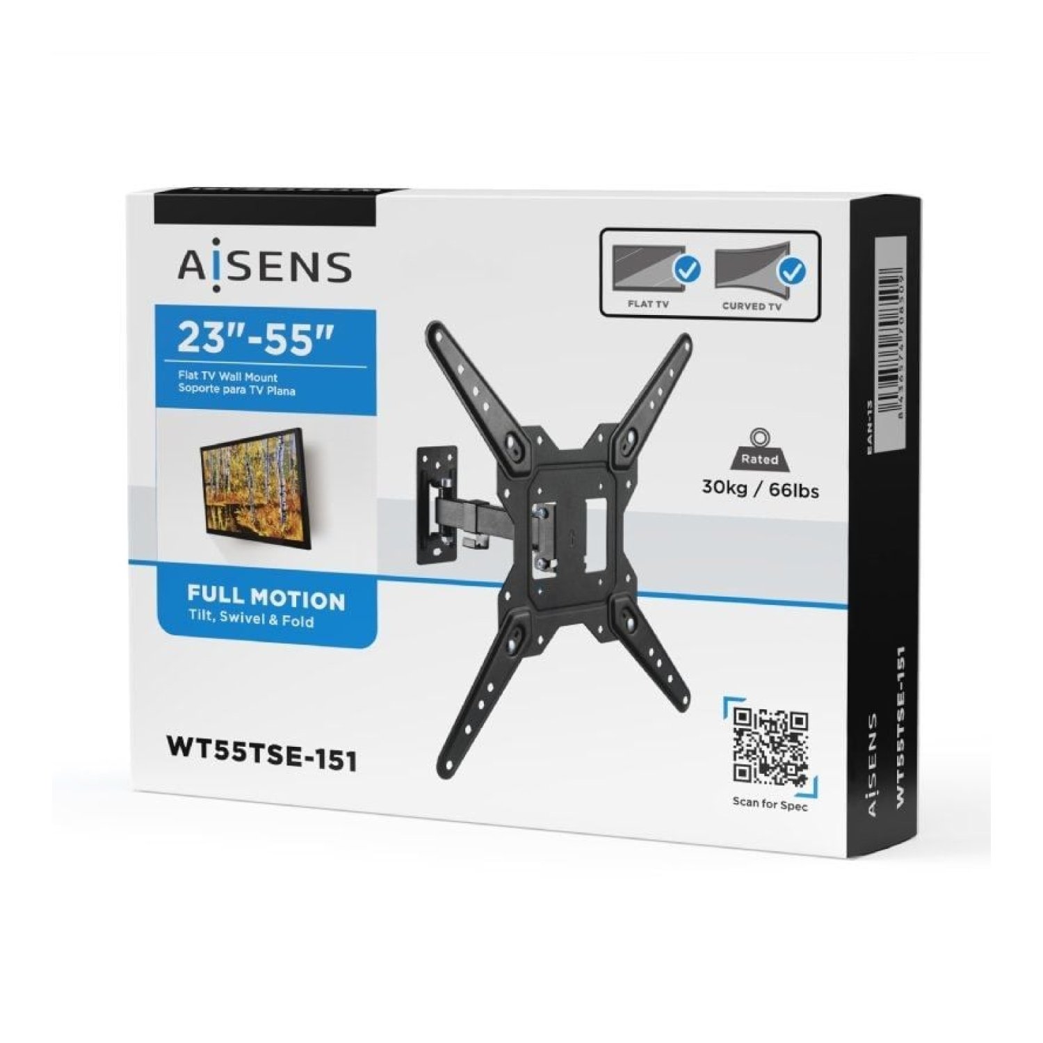 Aisens WT55TSE-151 · Soporte Pared TV 23-55" · Giratorio e Inclinable · Hasta 30kg