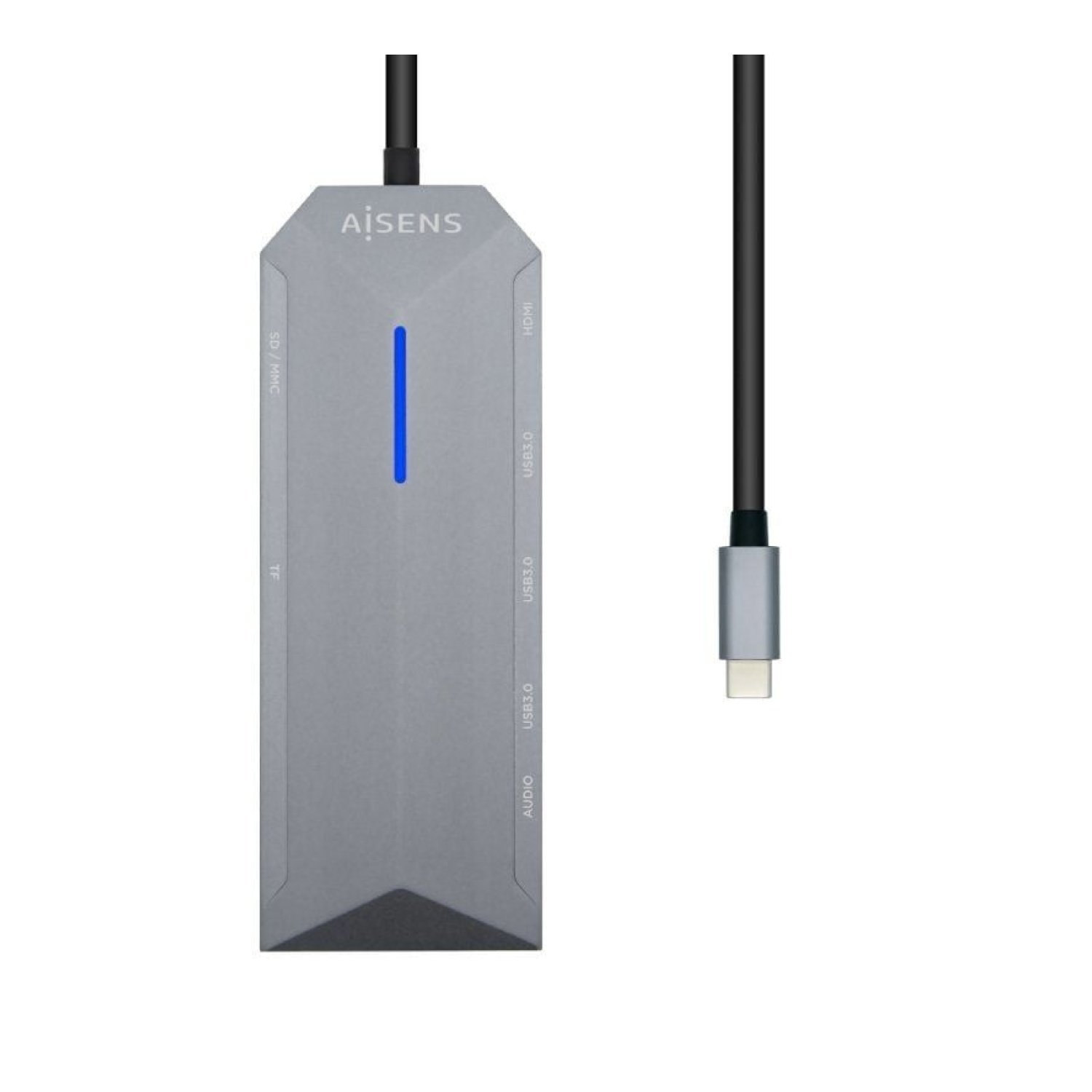 Aisens Docking USB-C · 1xHDMI 4K · 3xUSB · RJ45 · Lector Tarjetas · PD 100W