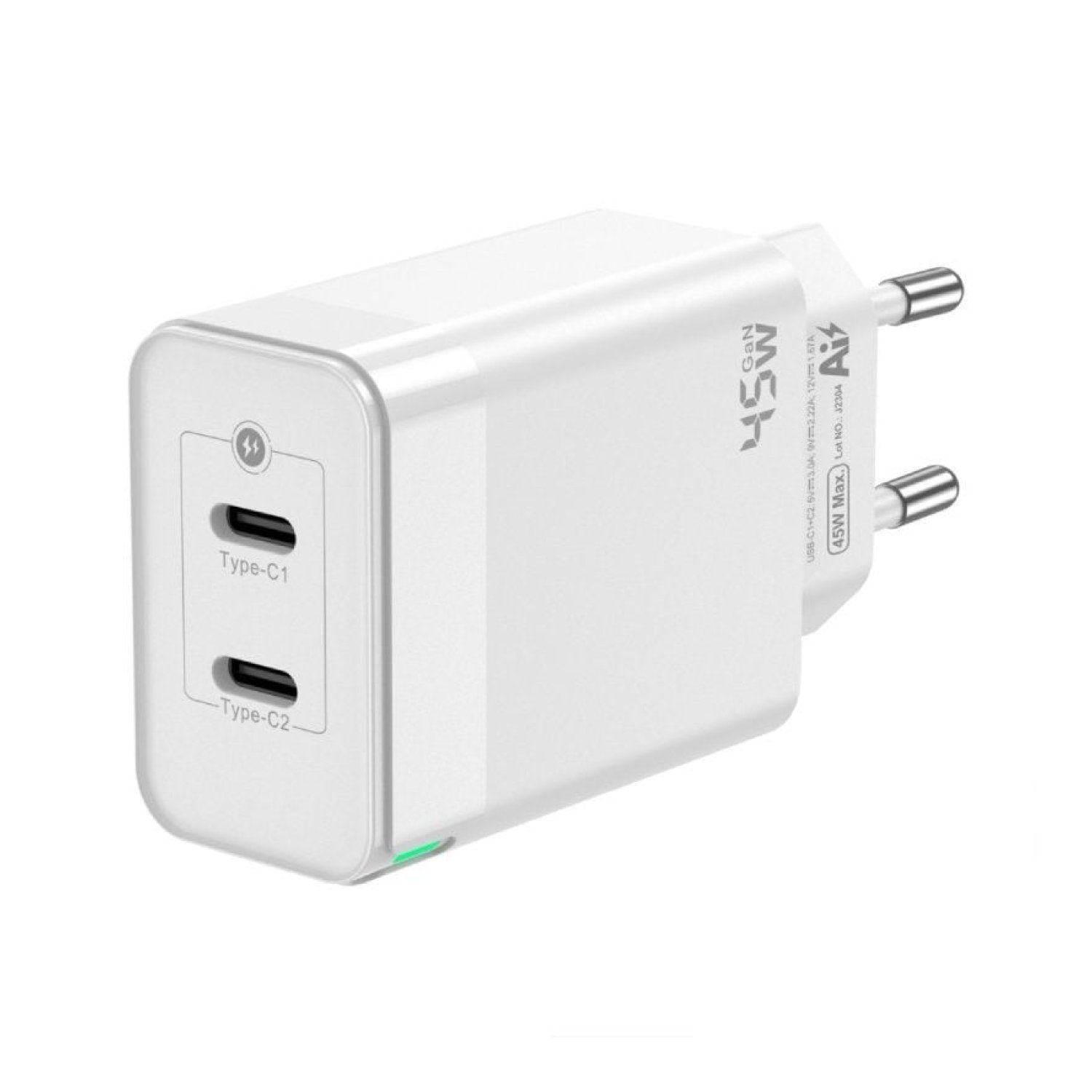 Aisens Cargador GaN · 2x USB-C · 45W · Carga Rápida