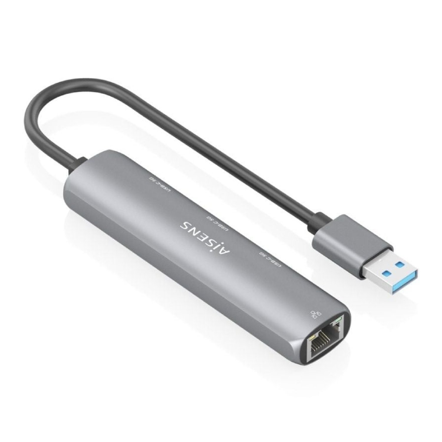 Aisens Hub USB · 3x USB Tipo-C · 1x RJ45 · Gris