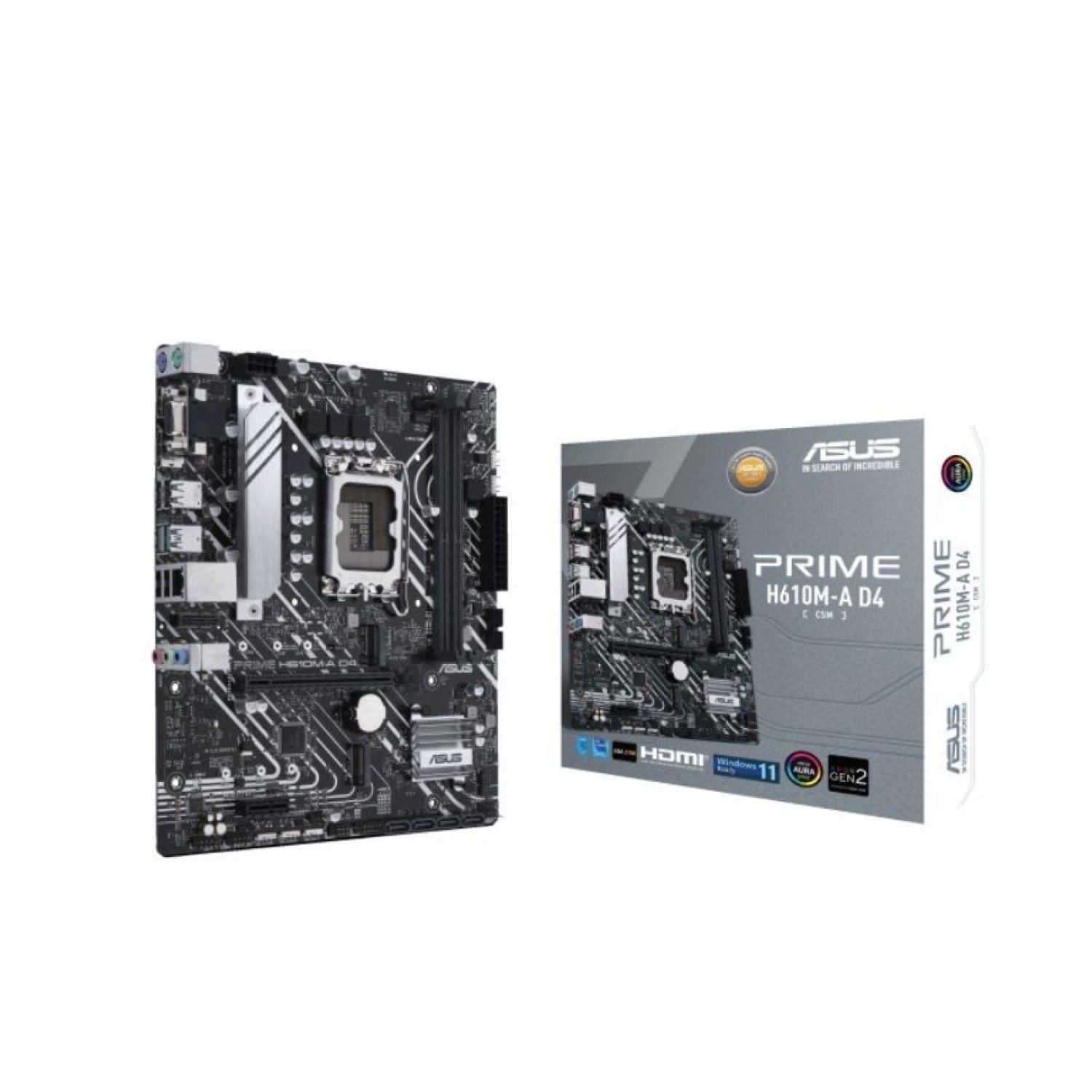 Asus Prime H610M-A D4 · Socket 1700 · Micro ATX · DDR4 · PCIe 4.0