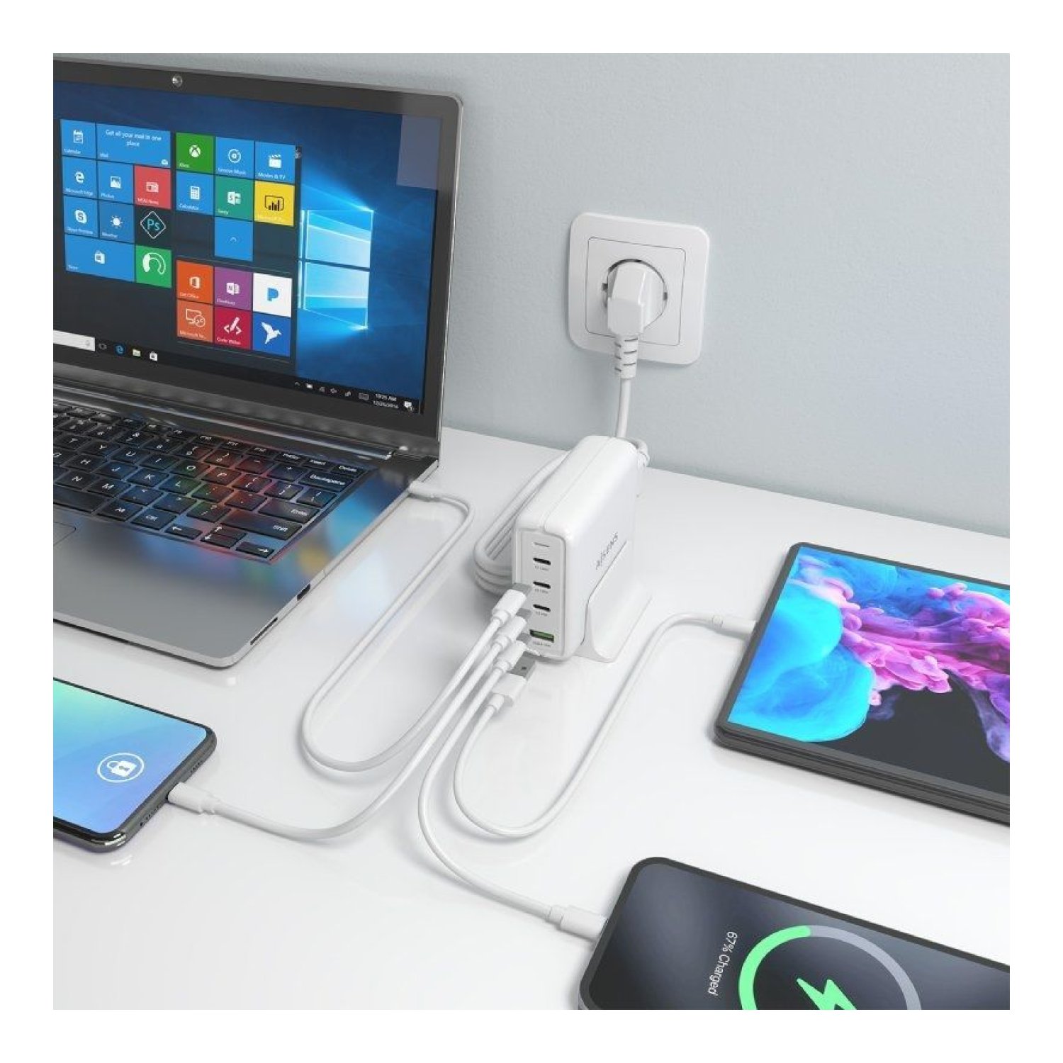 Aisens · Cargador GaN Sobremesa · 140W · 3x USB-C · 1x USB · Multidevice