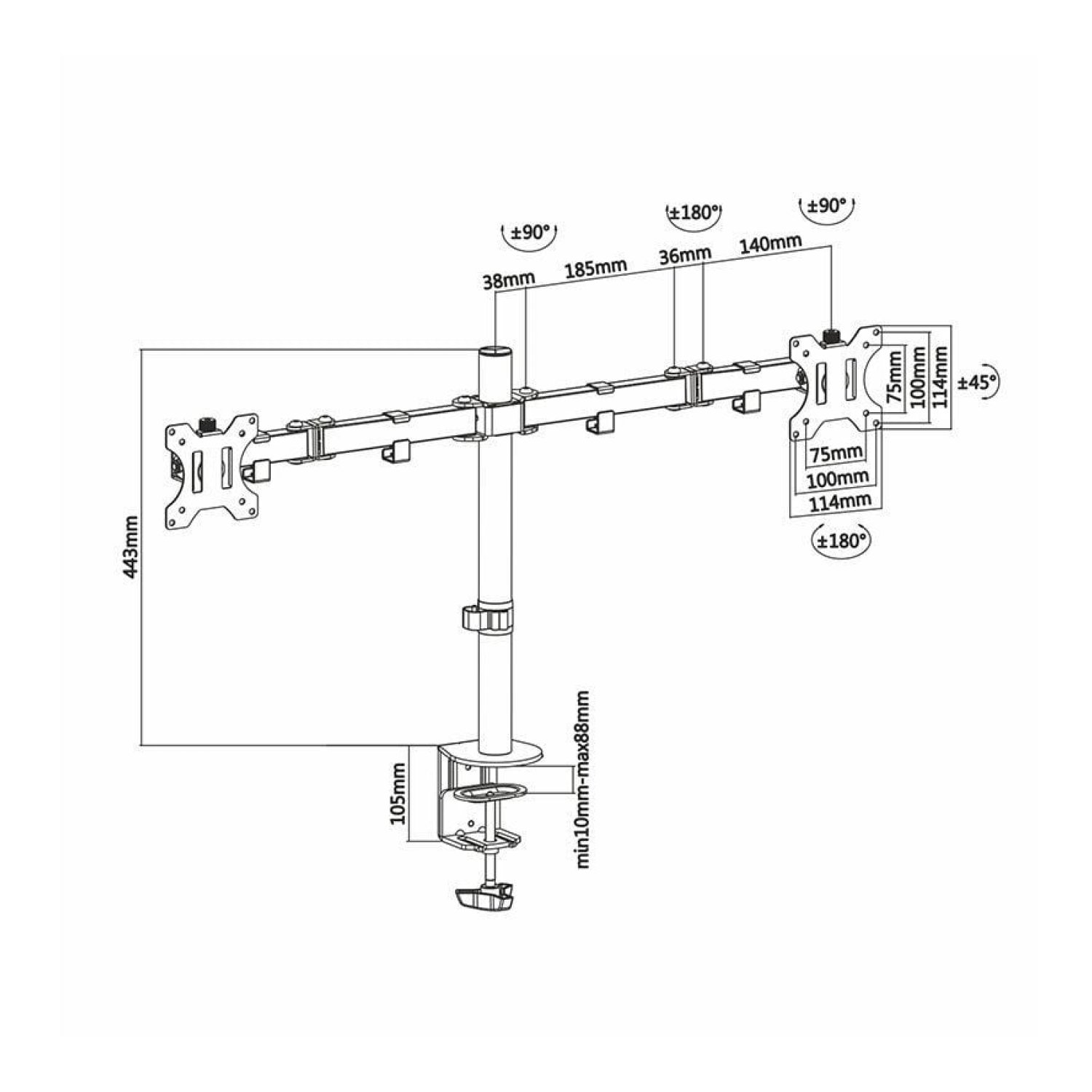 Soporte de Mesa para 2 Monitores Aisens DT32TSR-041/ Giratorio/ Inclinable/ hasta 8kg