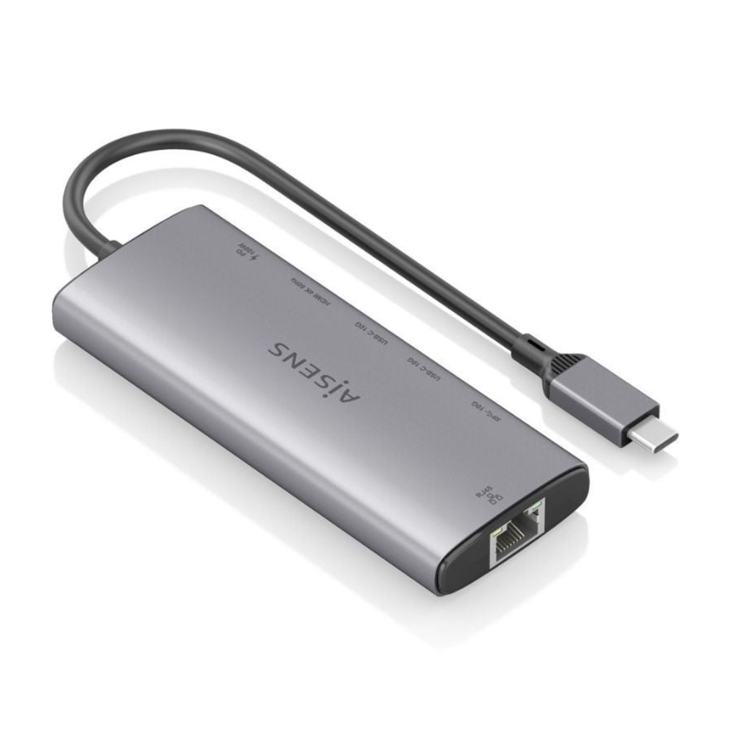 Aisens Docking USB Tipo-C · HDMI 4K · RJ45 Gigabit · 3x USB-C · Gris