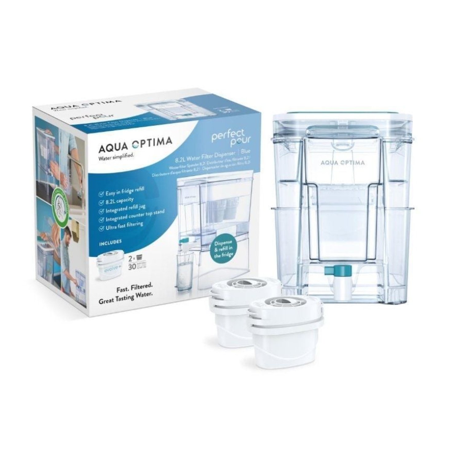 Aqua Optima WD1000 · Jarra de Agua Filtrada · 8,2L · Incluye 2 Filtros