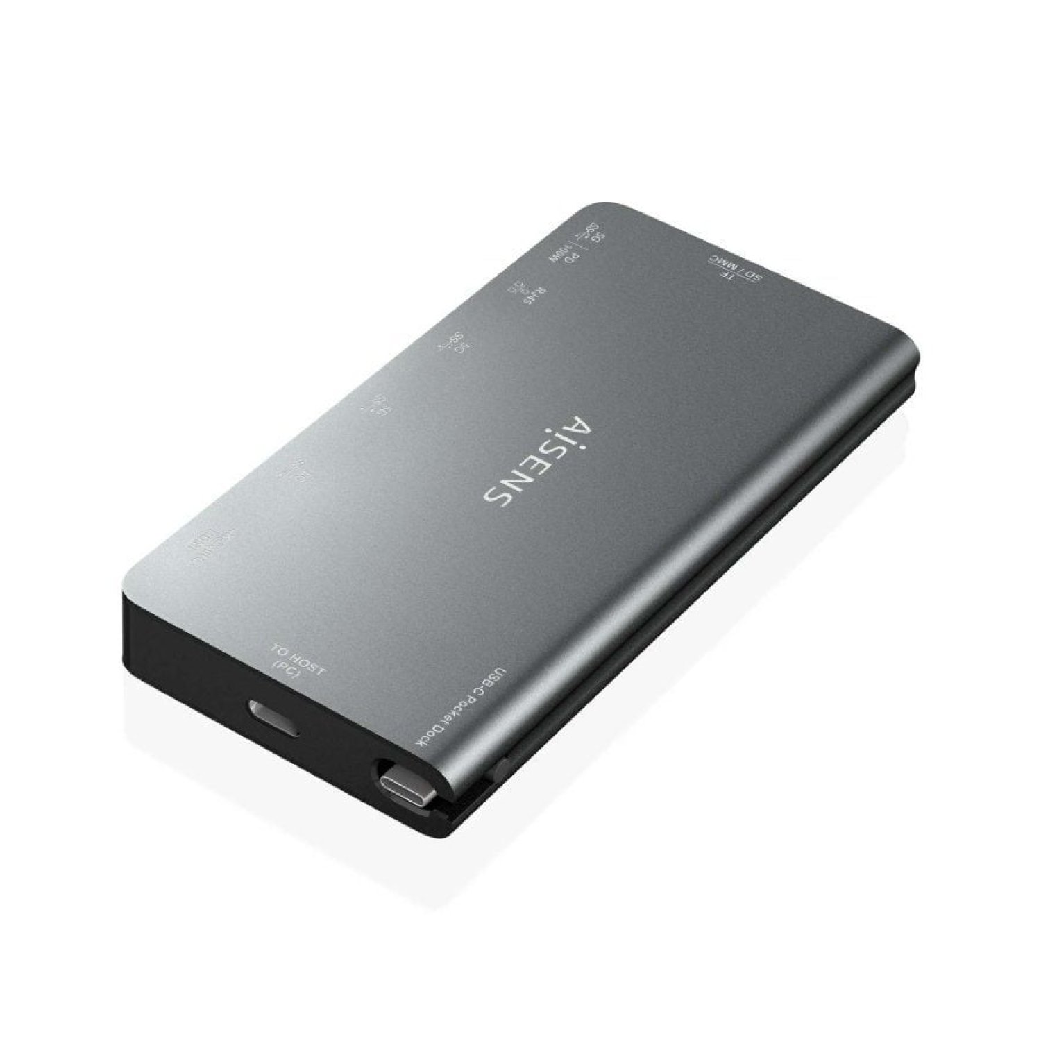 Aisens · Docking USB Tipo-C · HDMI 4K · 3xUSB · RJ45 · Lector Tarjetas · Gris