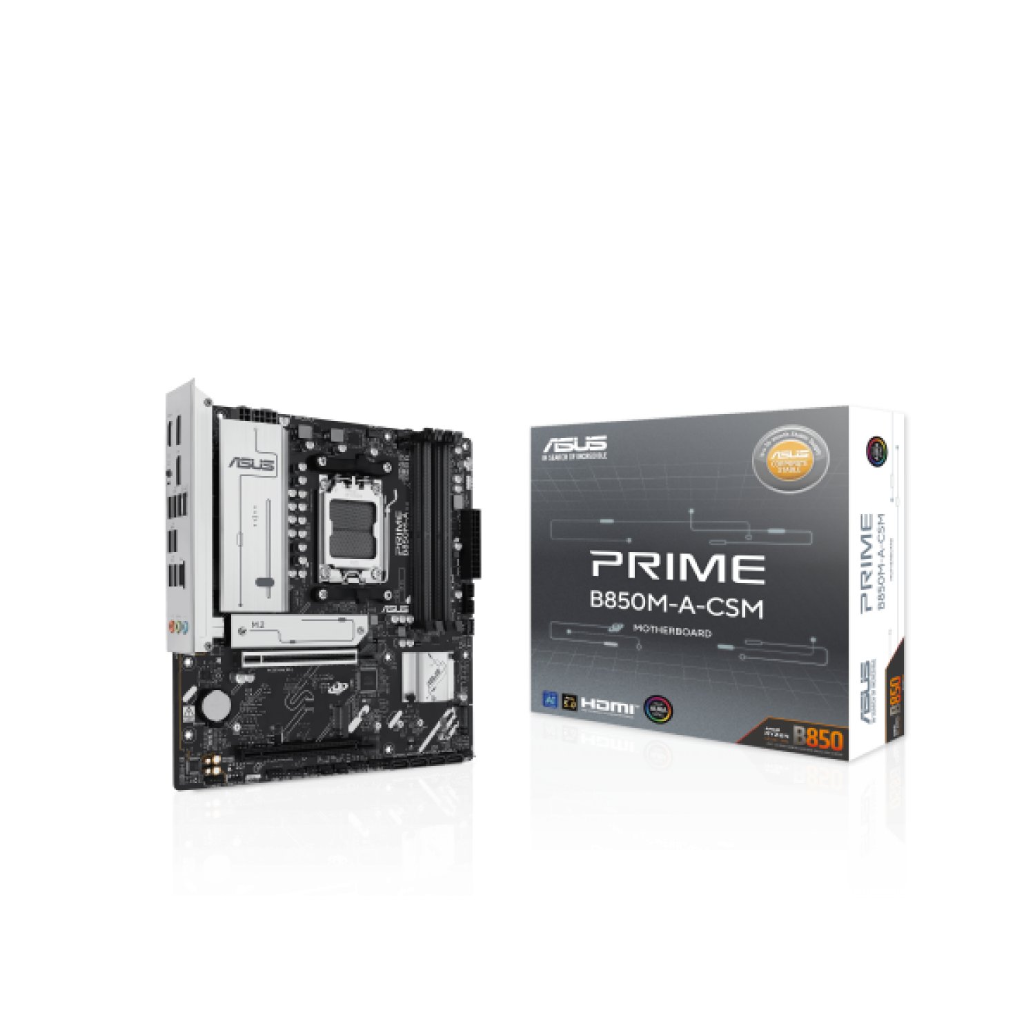 Asus Prime B850M-A · Socket AM5 · DDR5 · PCIe 5.0 · Micro ATX