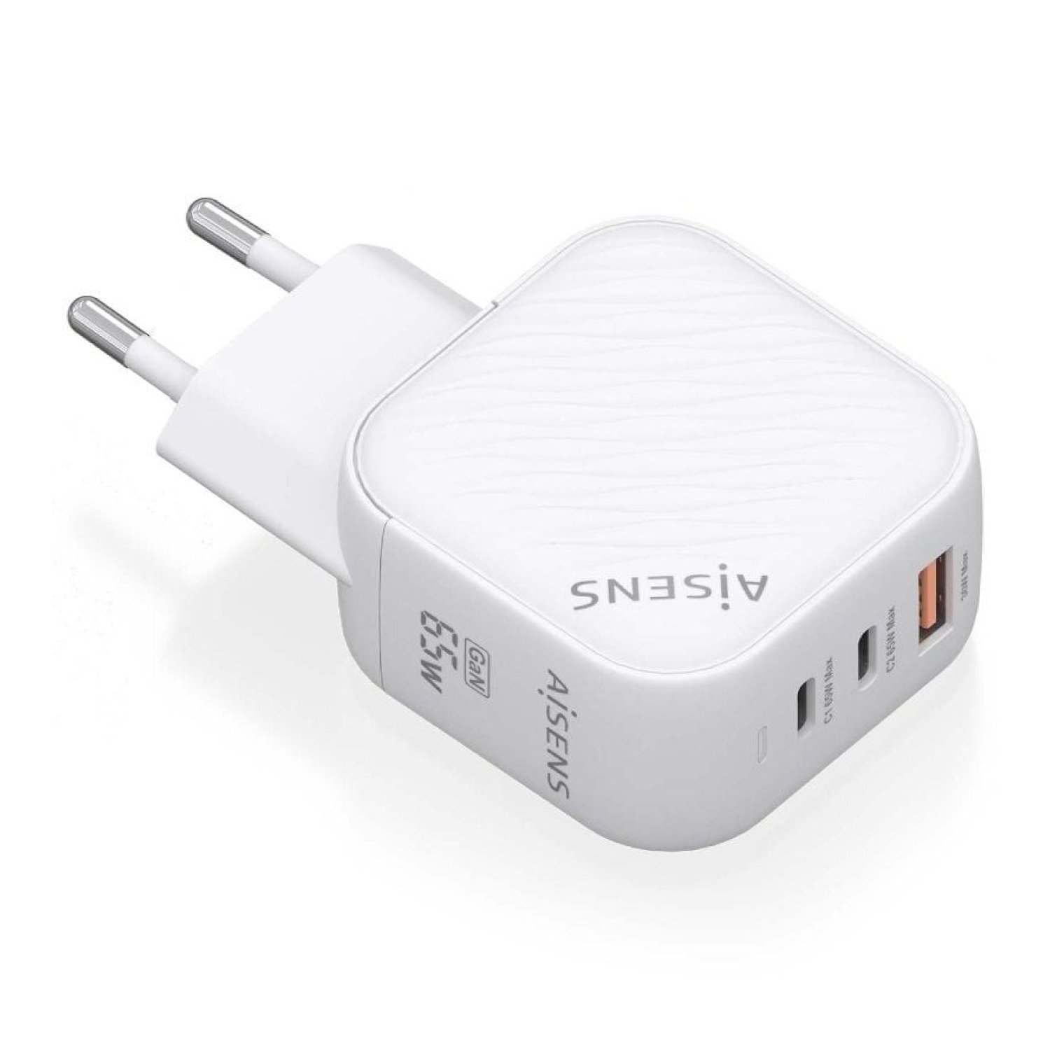 Aisens Cargador GaN 65W · 2xUSB-C · 1xUSB · Carga Rápida