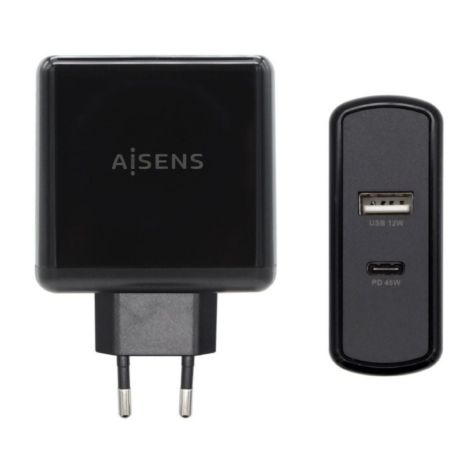 Aisens Cargador Pared · 2 Puertos · USB-C + USB · 57W