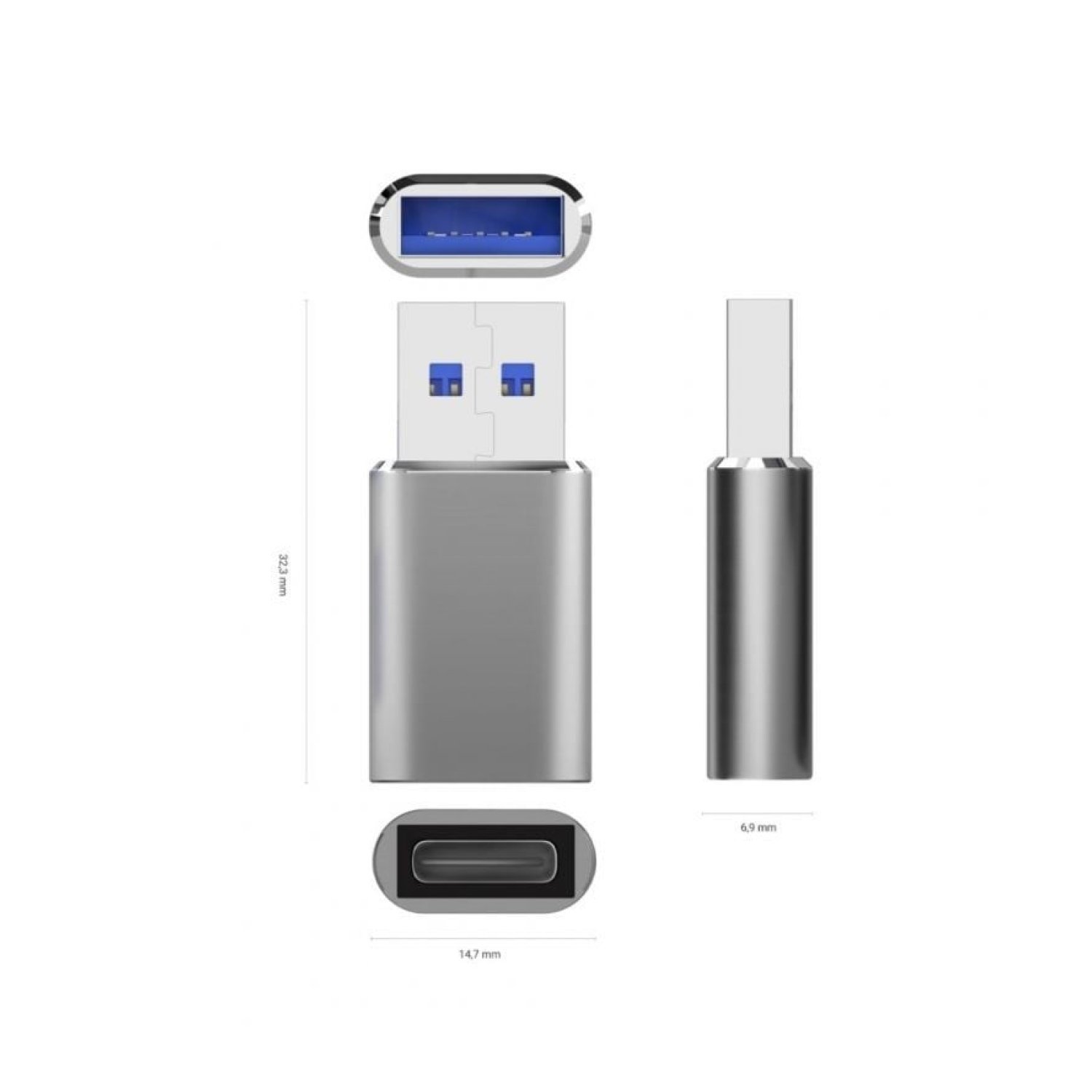Aisens Adaptador USB 3.2 Gen2 · USB-C Hembra a USB Macho