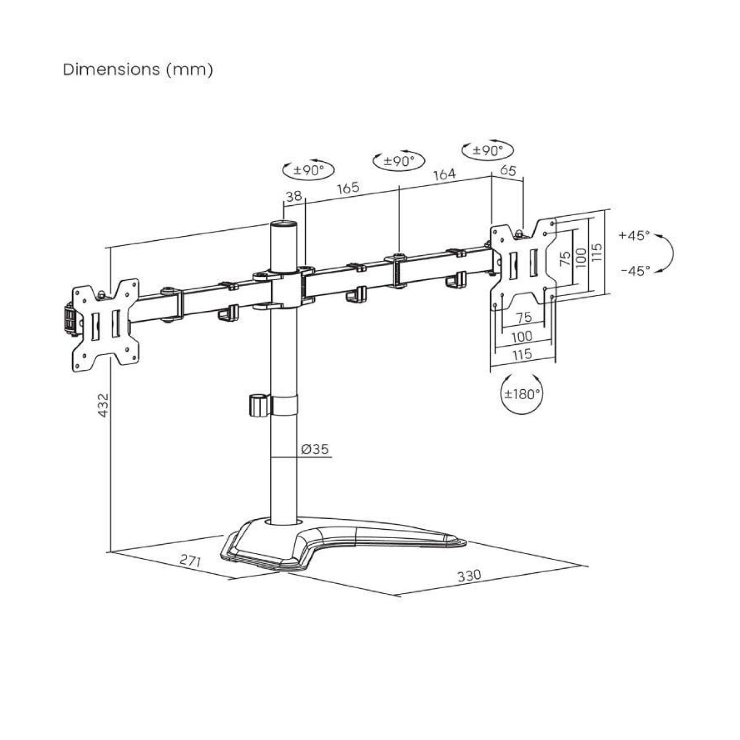 Aisens · Soporte Sobremesa 2 Monitores · Giratorio e Inclinable · hasta 10kg