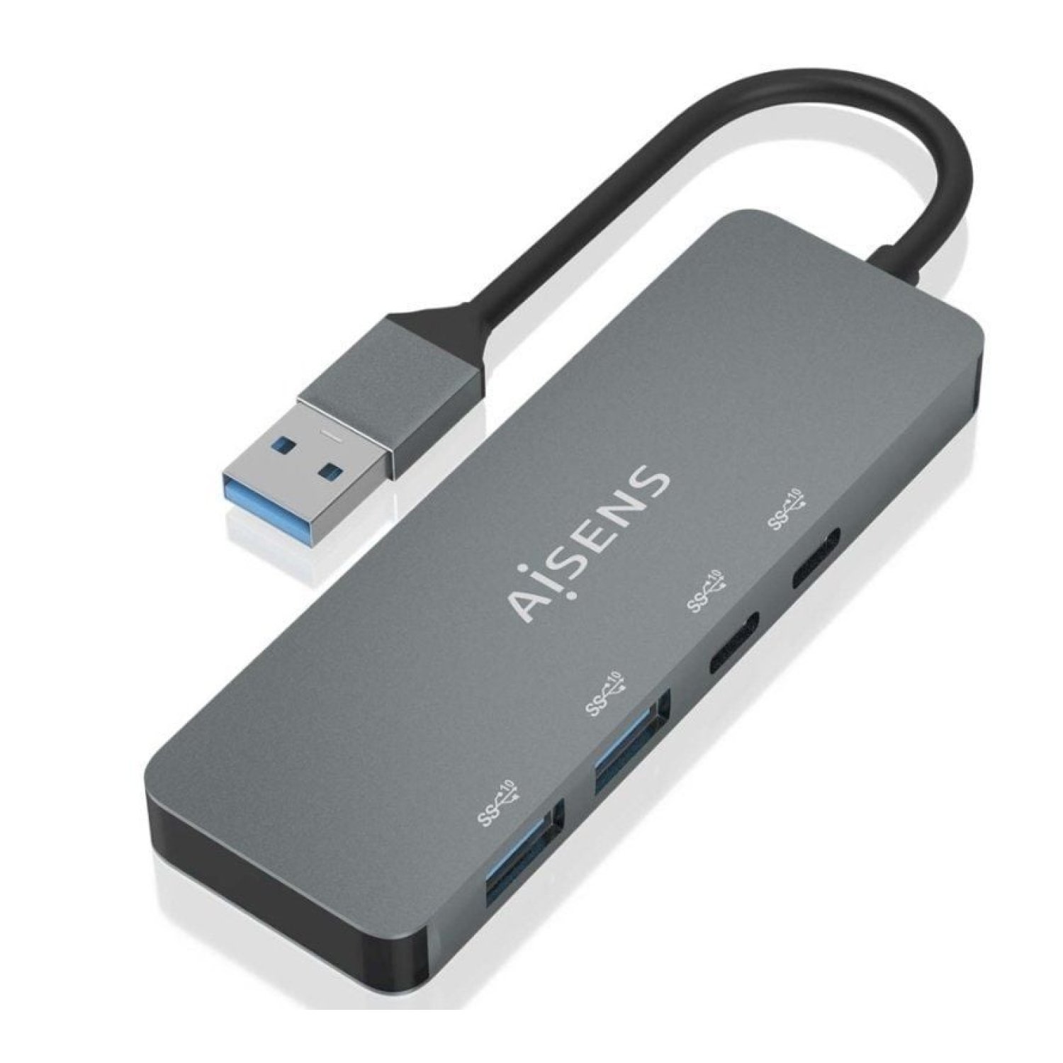 Aisens Hub USB 3.2 · 2 USB + 2 USB Tipo-C · Gris