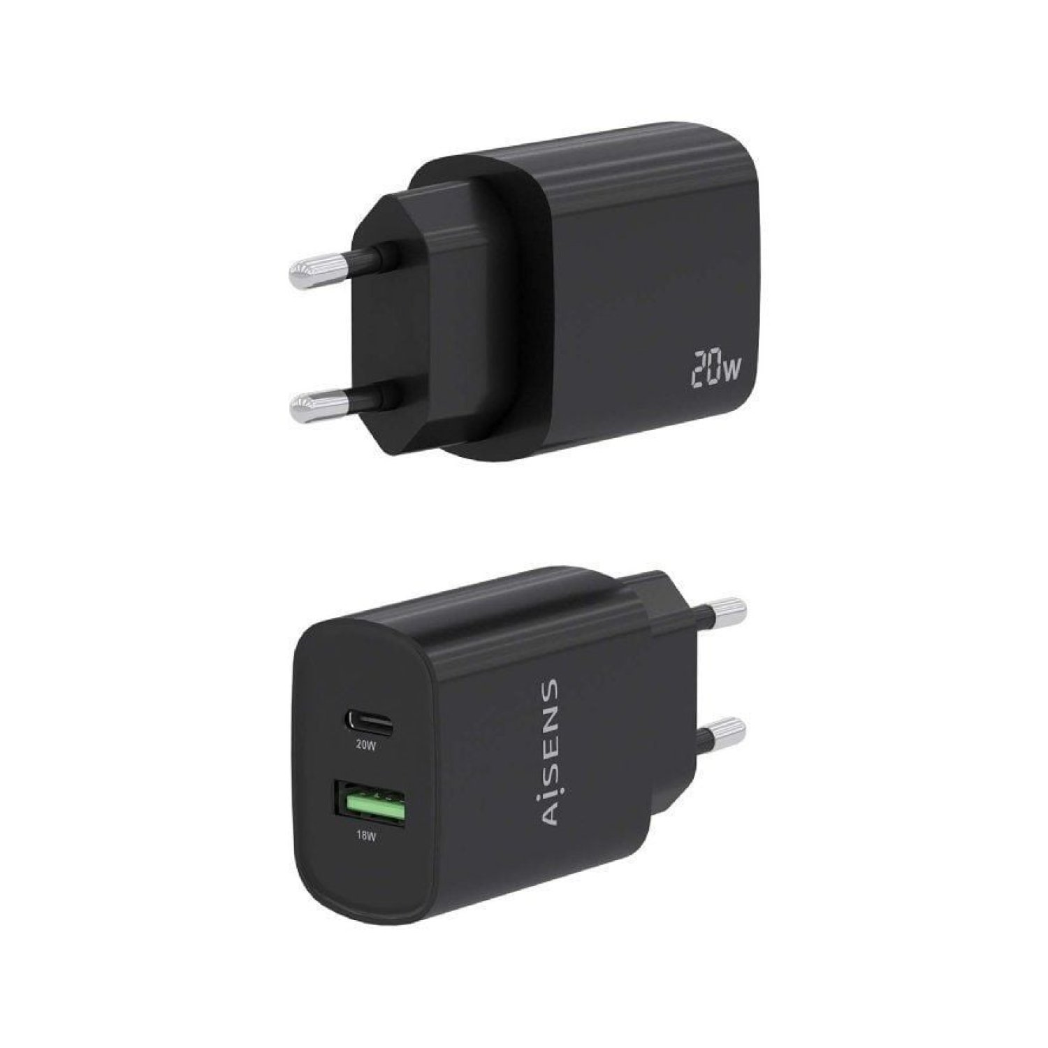 Aisens Cargador Pared · 20W · 1x USB-C · 1x USB