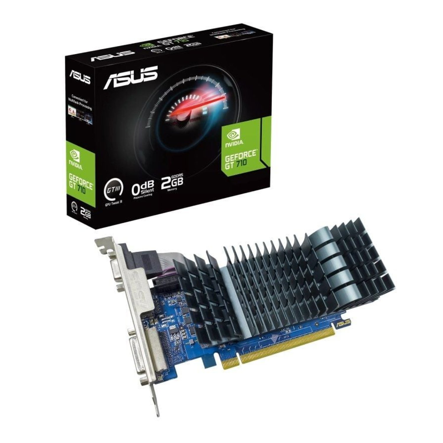 Asus GeForce GT 710 SL EVO · 2GB GDDR5 · Perfil Bajo