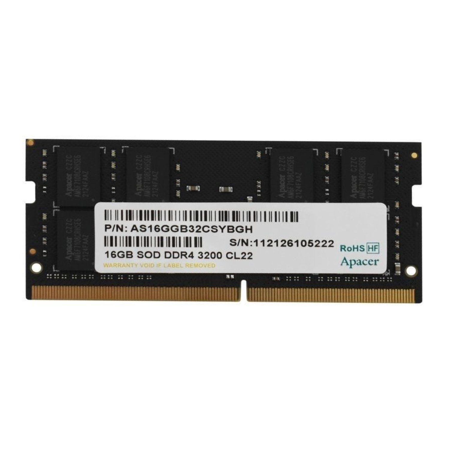 Apacer · Memoria RAM 16GB · DDR4 3200MHz · CL22 · SODIMM · 1.2V