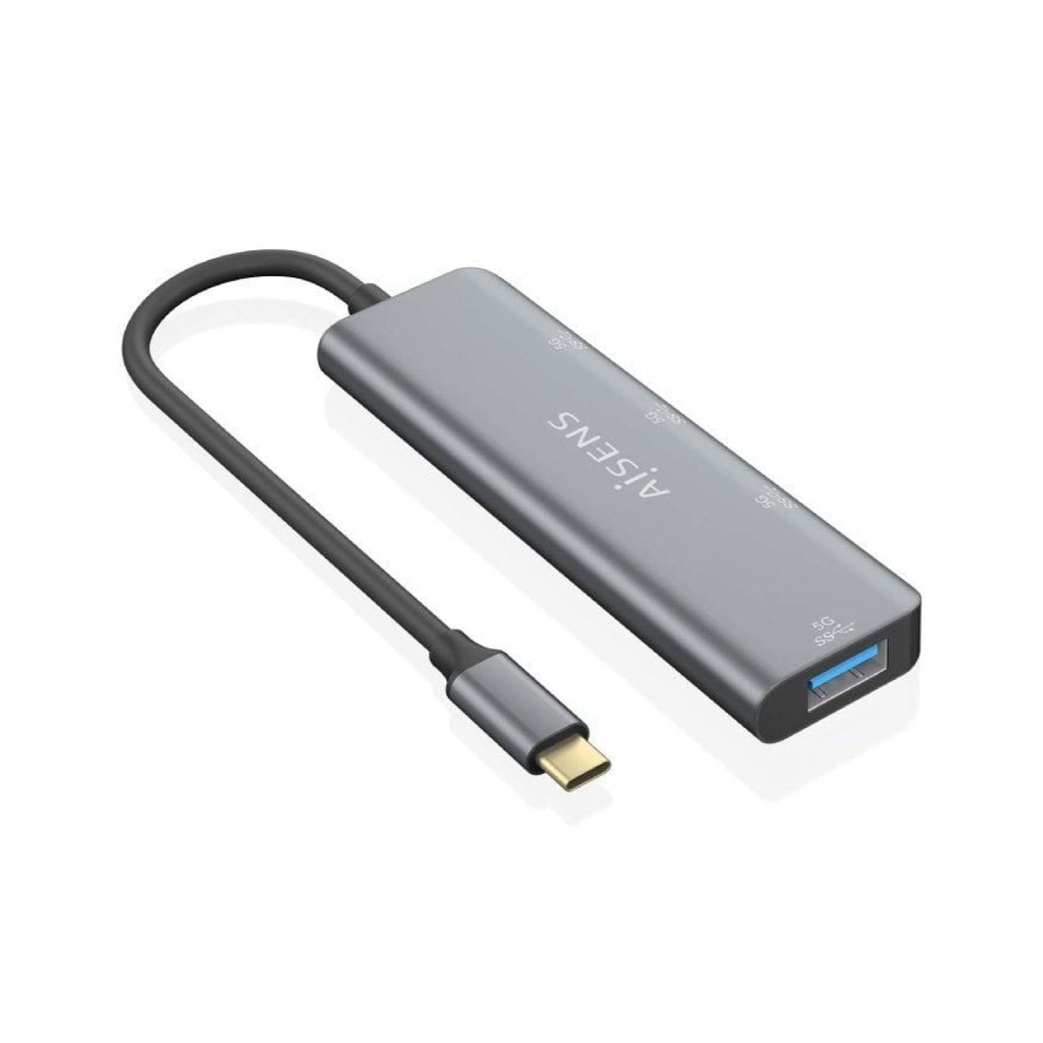 Aisens Hub USB Tipo-C · 3x USB 2.0 · 1x USB Tipo-C · Gris
