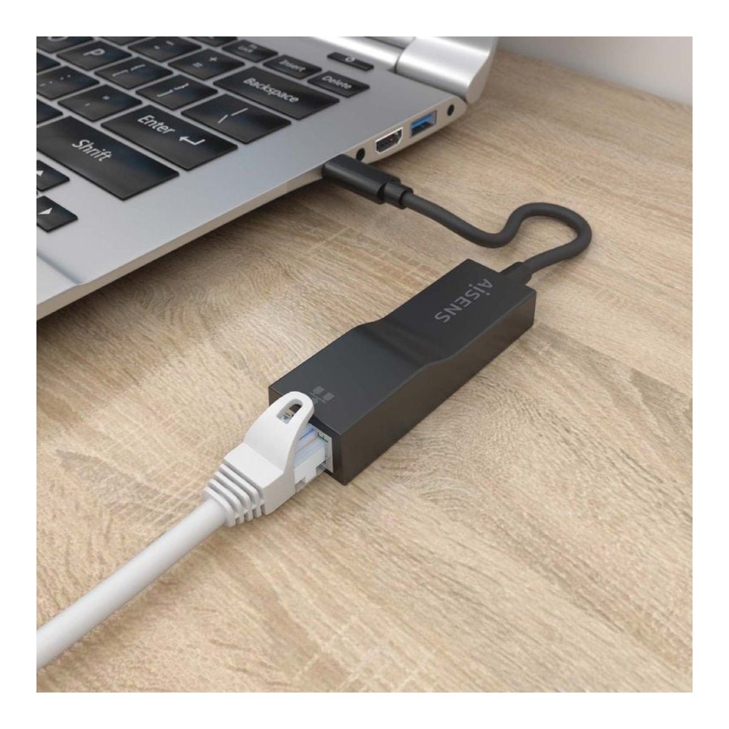Aisens Adaptador USB Tipo-C a RJ45 · 1000 Mbps · Ethernet Gigabit