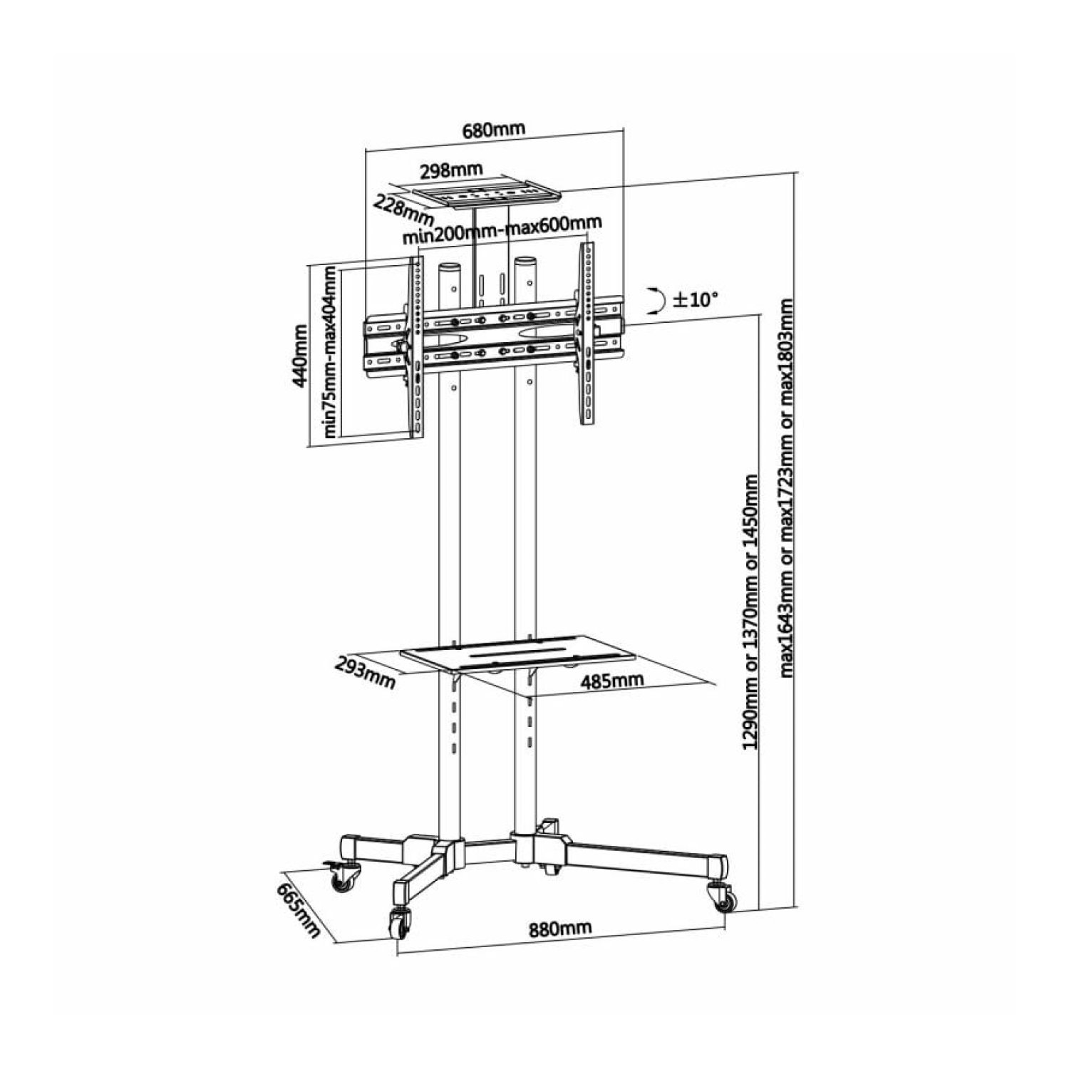 Aisens FT70TE-035 · Soporte TV 37-70" · Inclinable con Ruedas · Hasta 50kg