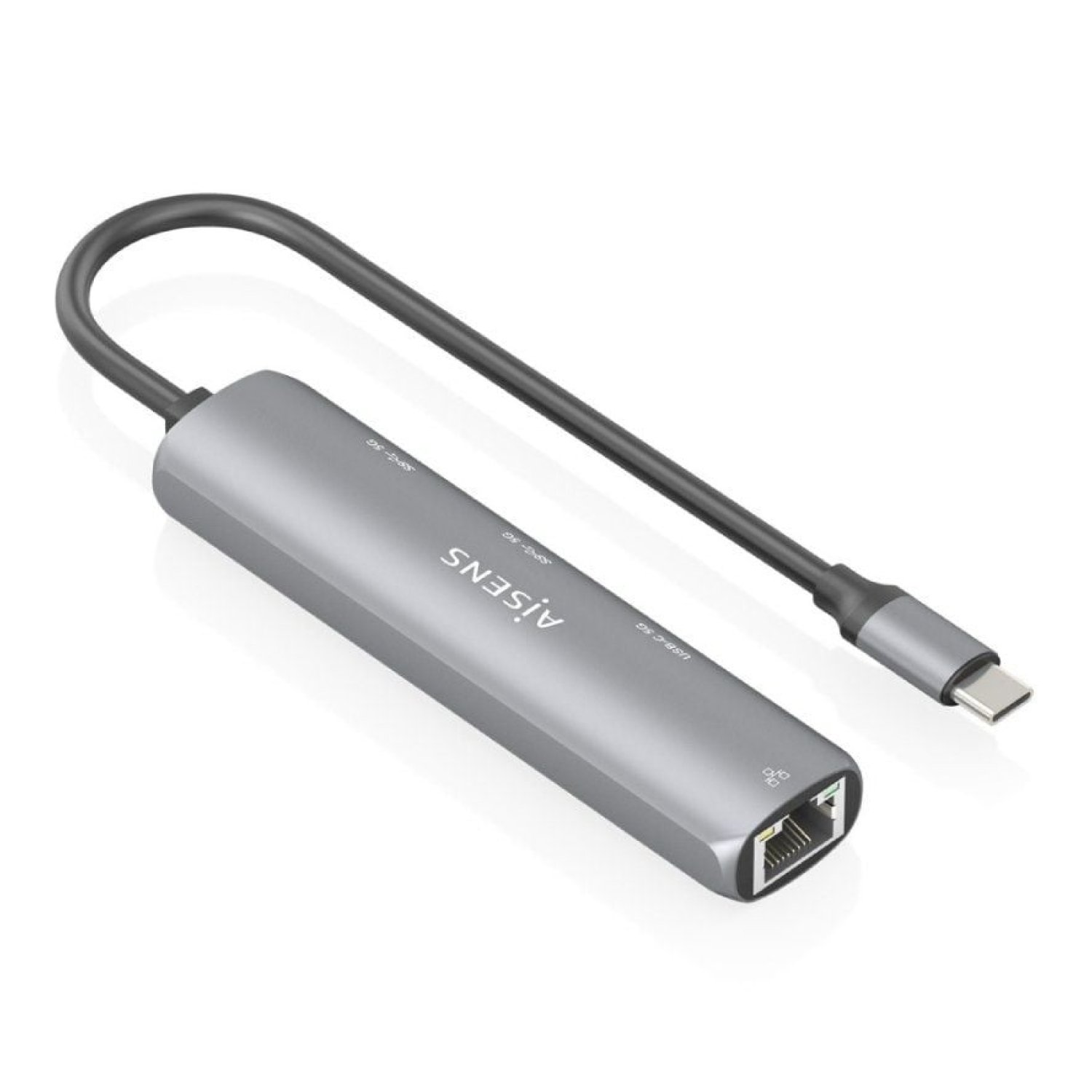 Aisens Hub USB Tipo-C · 2xUSB · RJ45 Gigabit · Gris