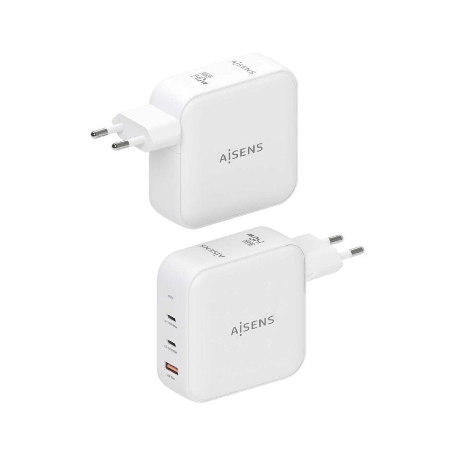 Aisens Cargador GaN 140W · 2 USB-C + 1 USB · Pared