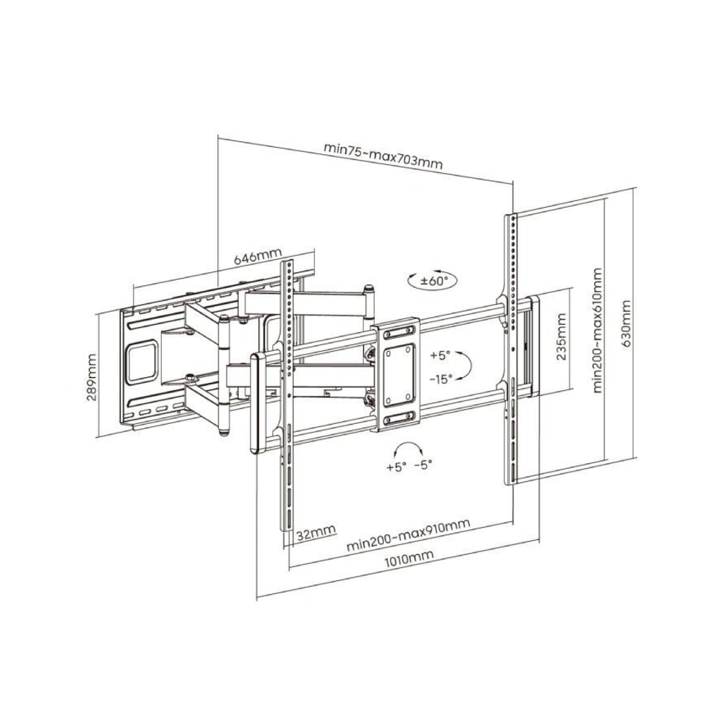 Aisens WT120TSLE · Soporte Articulado para TV 60-120" · Hasta 120kg