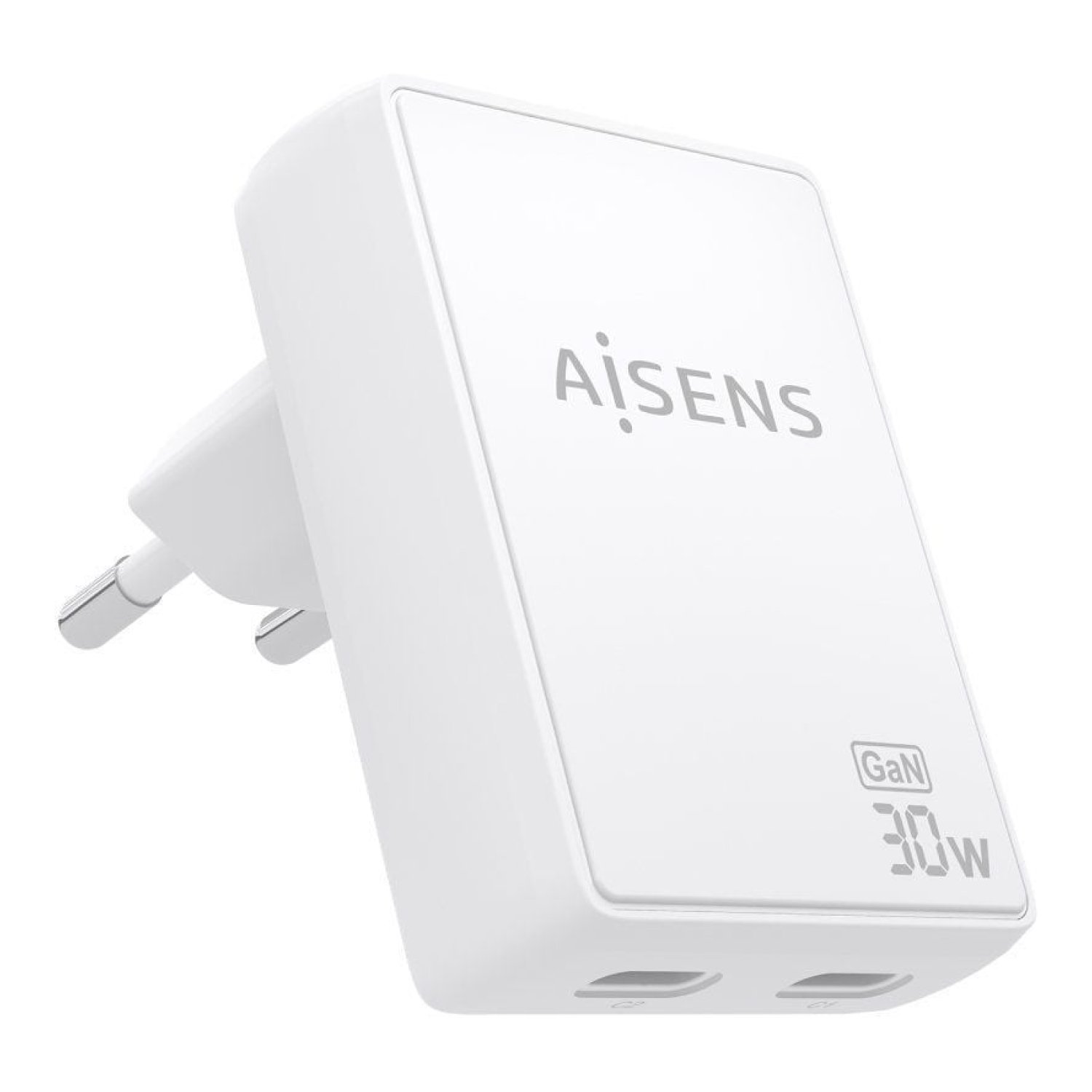 Aisens Cargador GaN · 2x USB-C · 30W · Blanco