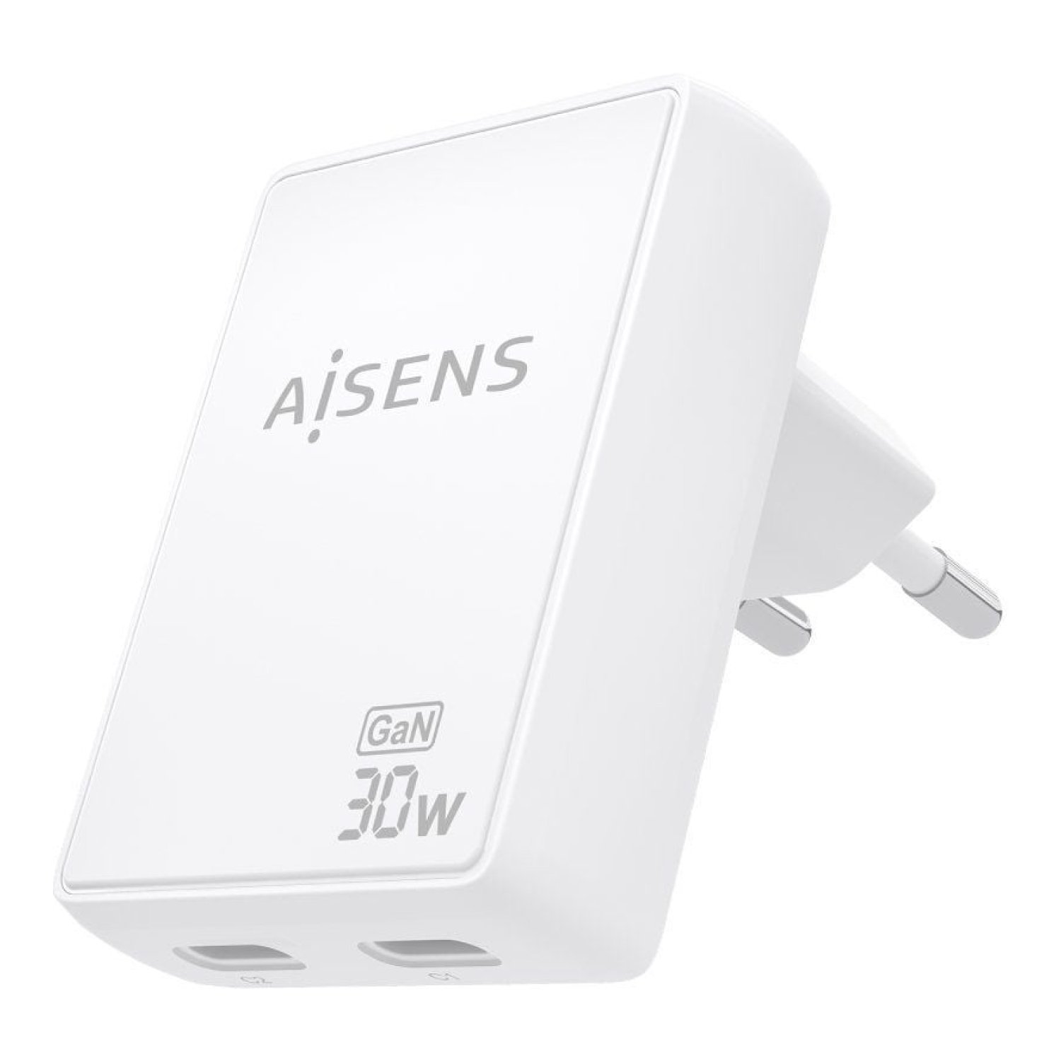 Aisens Cargador GaN · 2x USB-C · 30W · Blanco