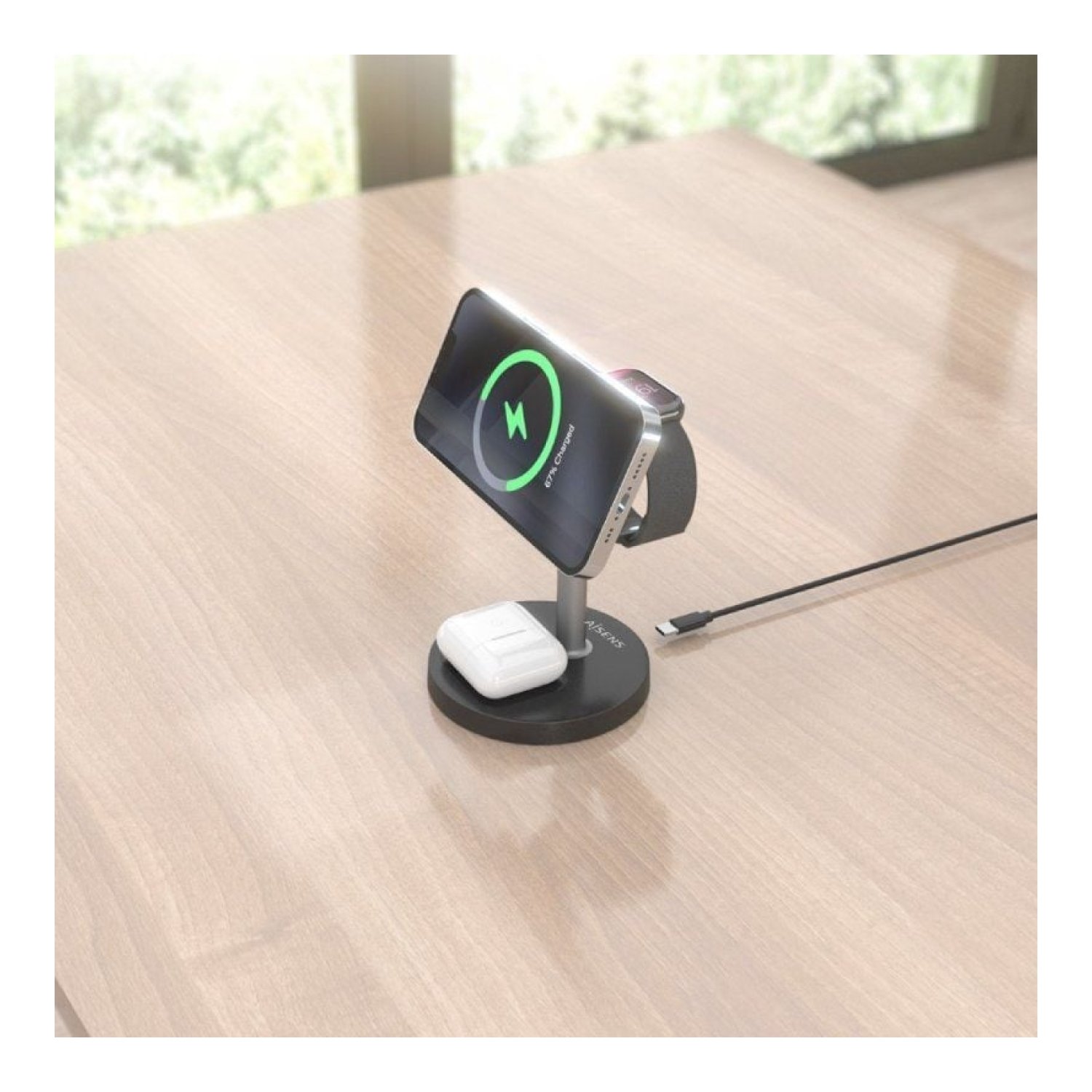 Aisens · Base de Carga Inalámbrica · 15W · Negro