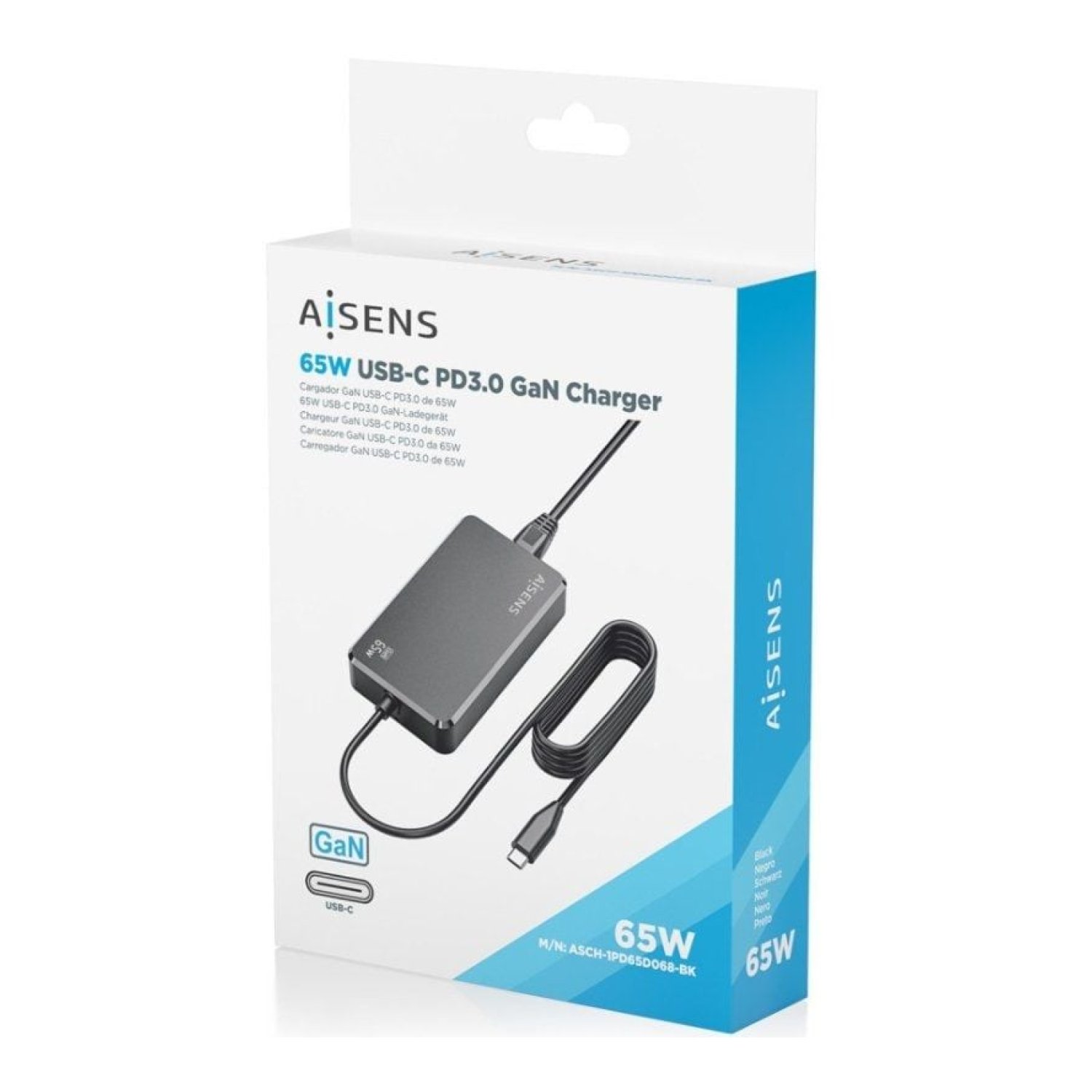 Aisens Cargador GaN Sobremesa · 65W · 1x USB-C