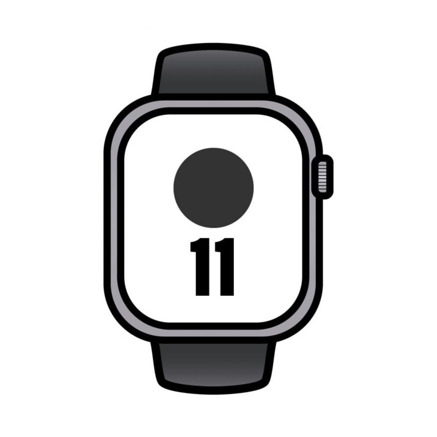 Apple Watch Series 11 · 46mm · GPS + Cellular · Aluminio Gris Espacial · Correa Deportiva Negra