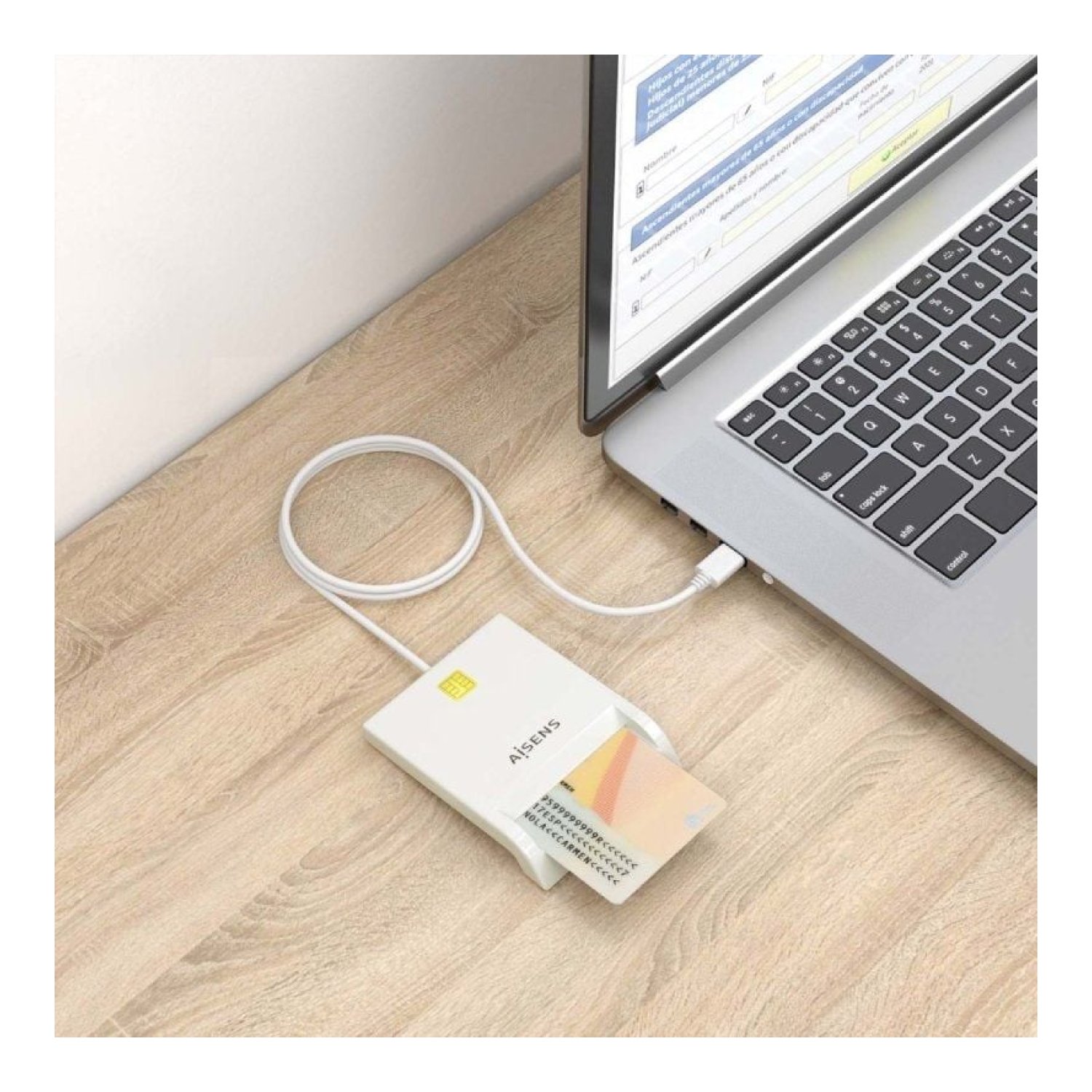 Aisens · Lector de DNI y Tarjetas · USB 2.0 · Blanco