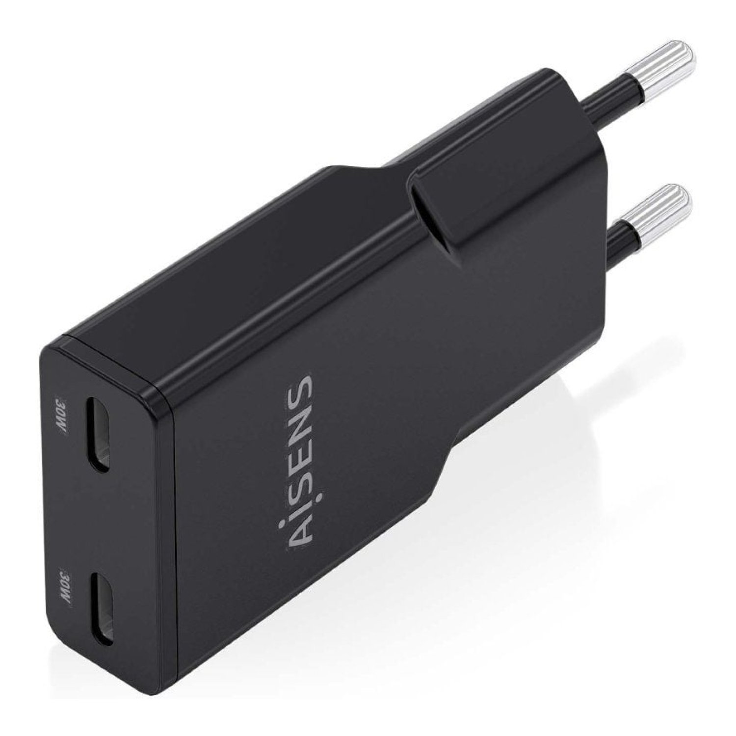 Aisens · Cargador GaN de Pared · 2x USB-C · 30W · Negro