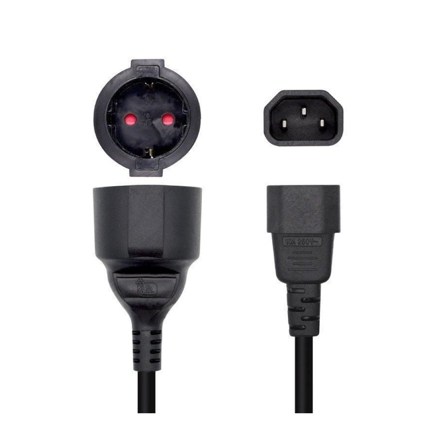 Aisens · Adaptador C14 a CEE7 · 25cm · Negro