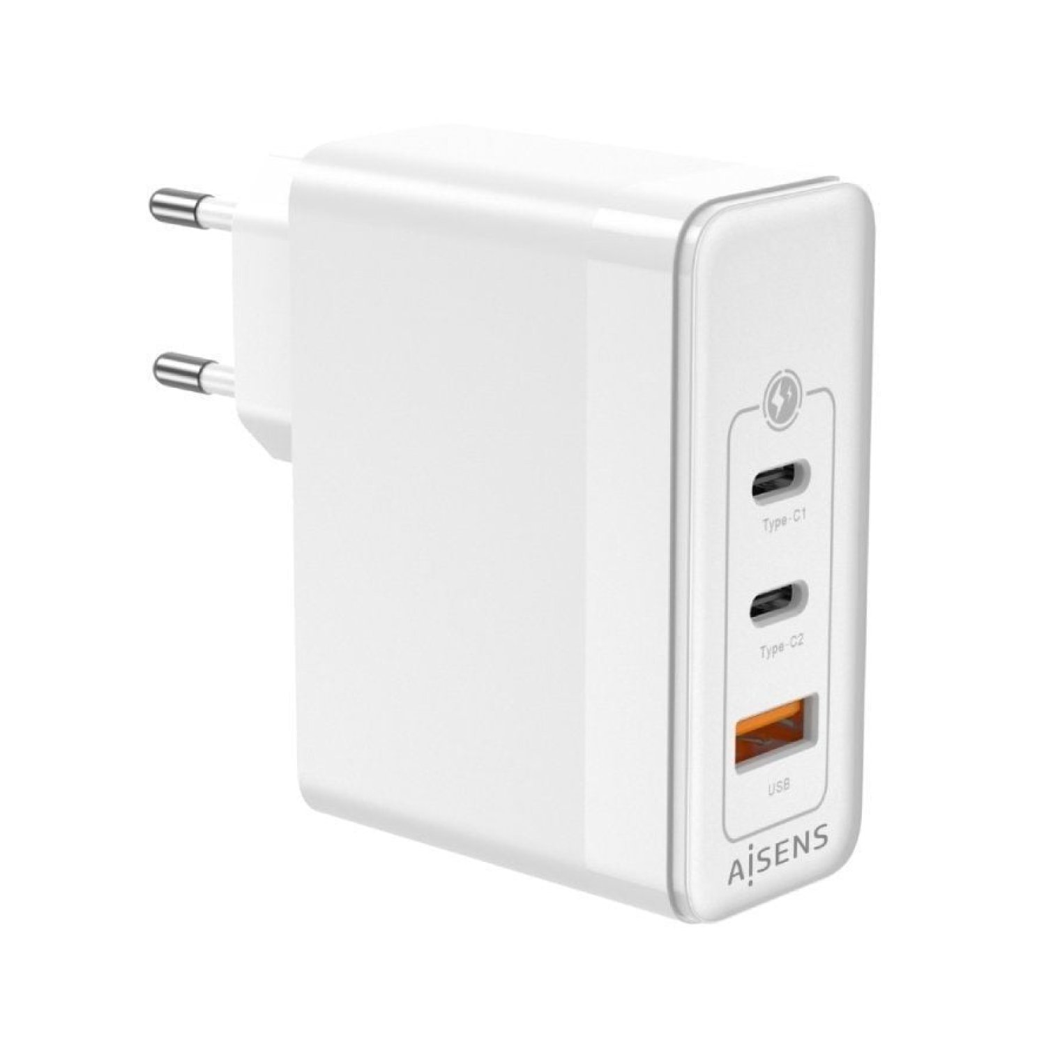 Aisens Cargador GaN 100W · 2xUSB-C + USB · Pared Rápido