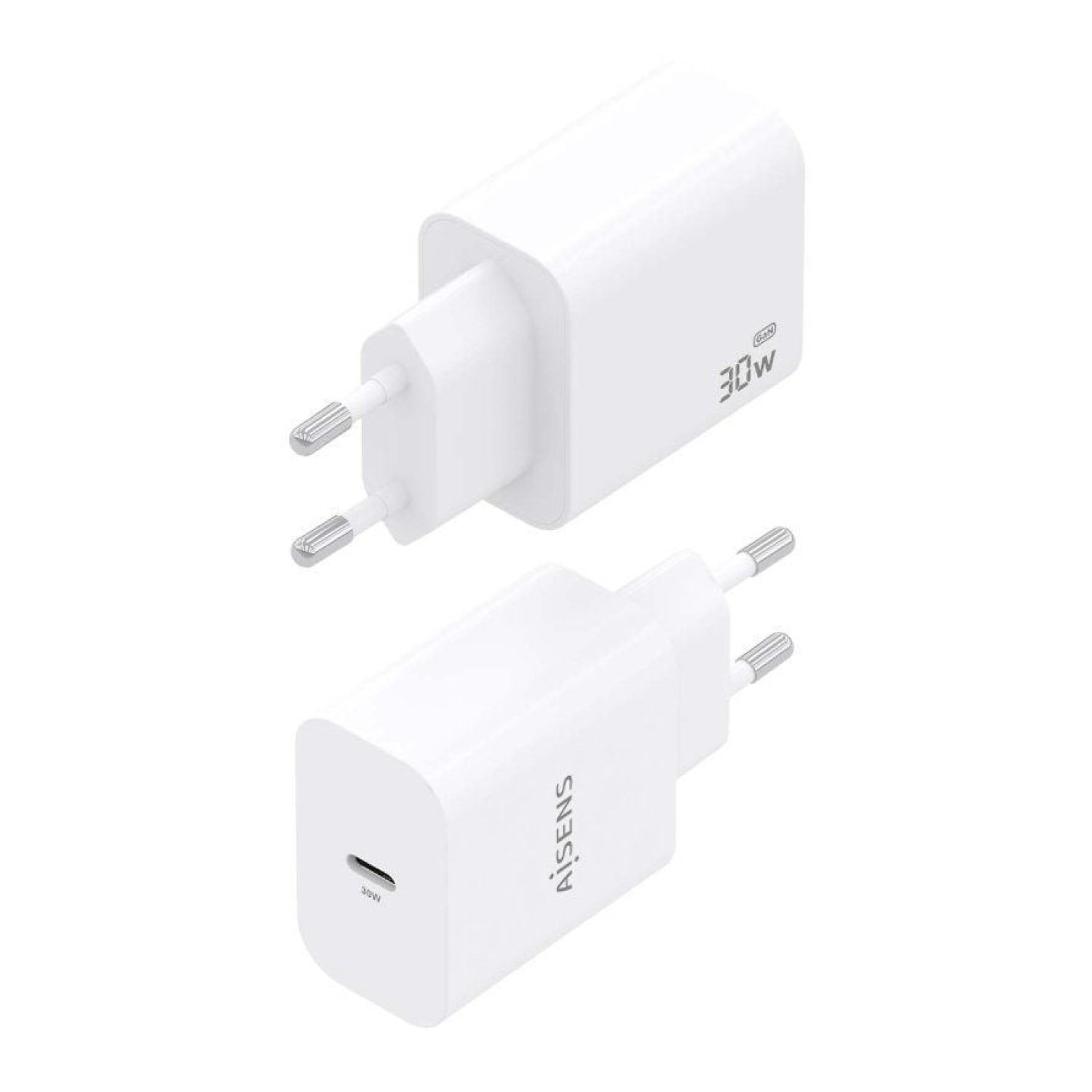 Aisens Cargador GaN · 30W · 1 USB Tipo-C · Blanco