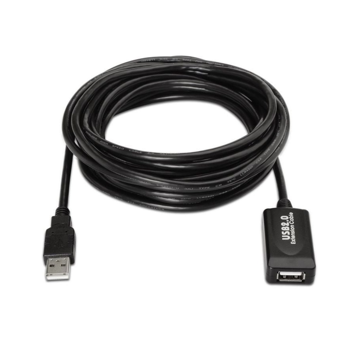 Aisens Cable Alargador USB 2.0 · 15m · USB Macho-Hembra · 60Mbps · Negro