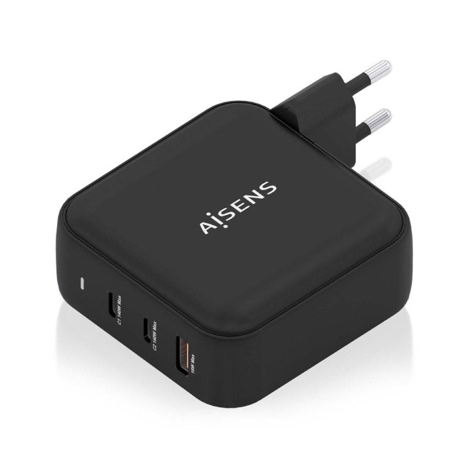 Aisens · Cargador GaN 140W · 2 USB-C + 1 USB · Carga Rápida Múltiple